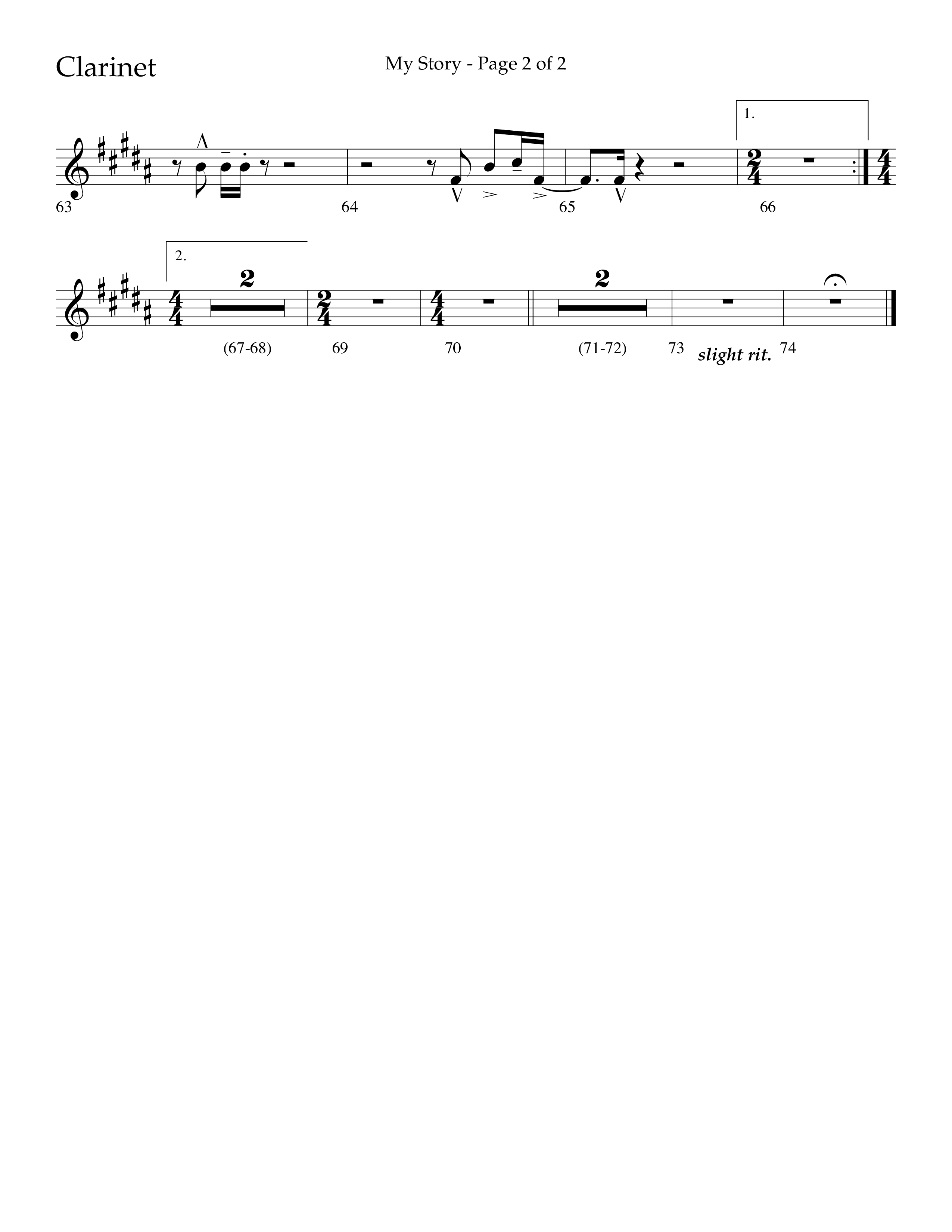 My Story (Choral Anthem SATB) Clarinet 1/2 (Lifeway Choral / Arr. Craig Adams)