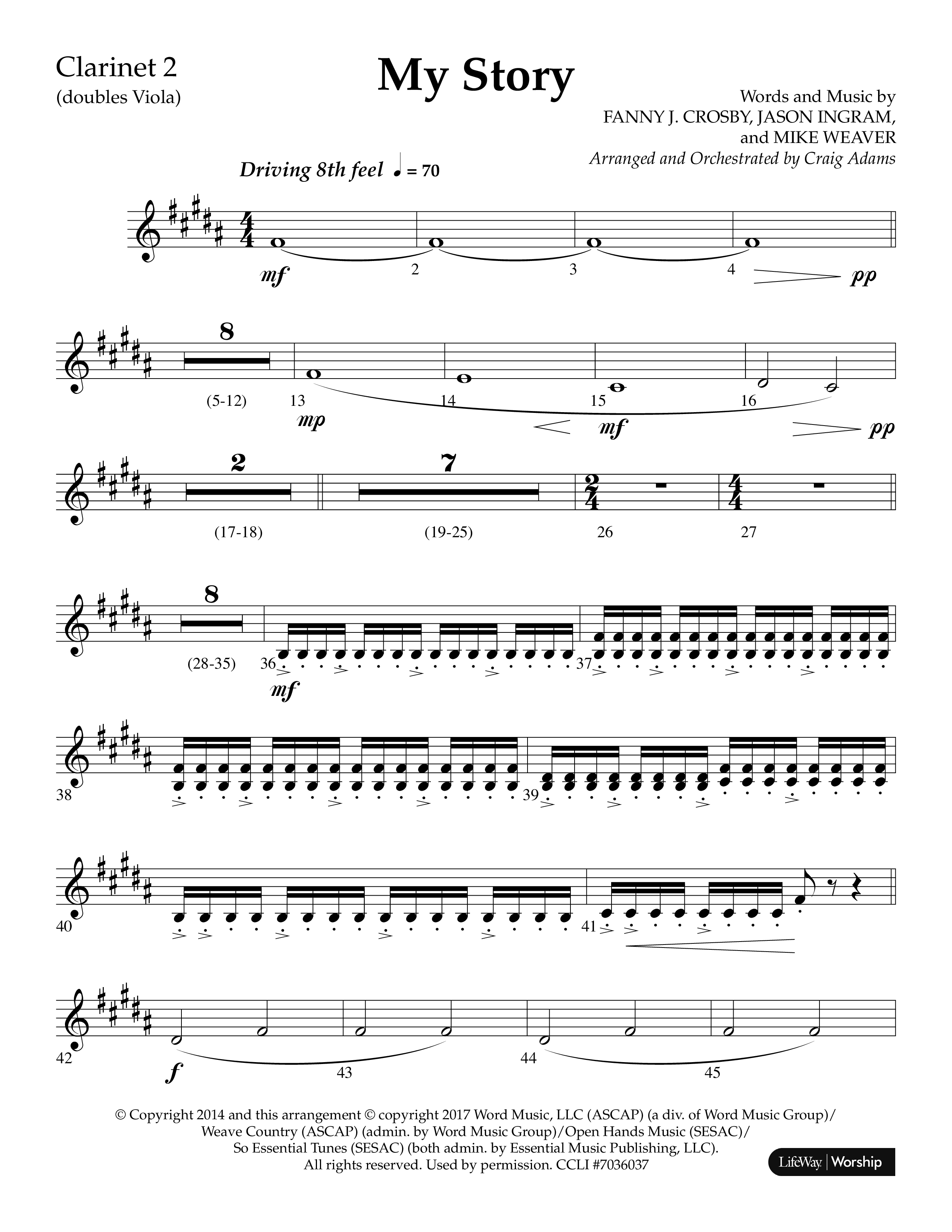 My Story (Choral Anthem SATB) Clarinet 1/2 (Lifeway Choral / Arr. Craig Adams)