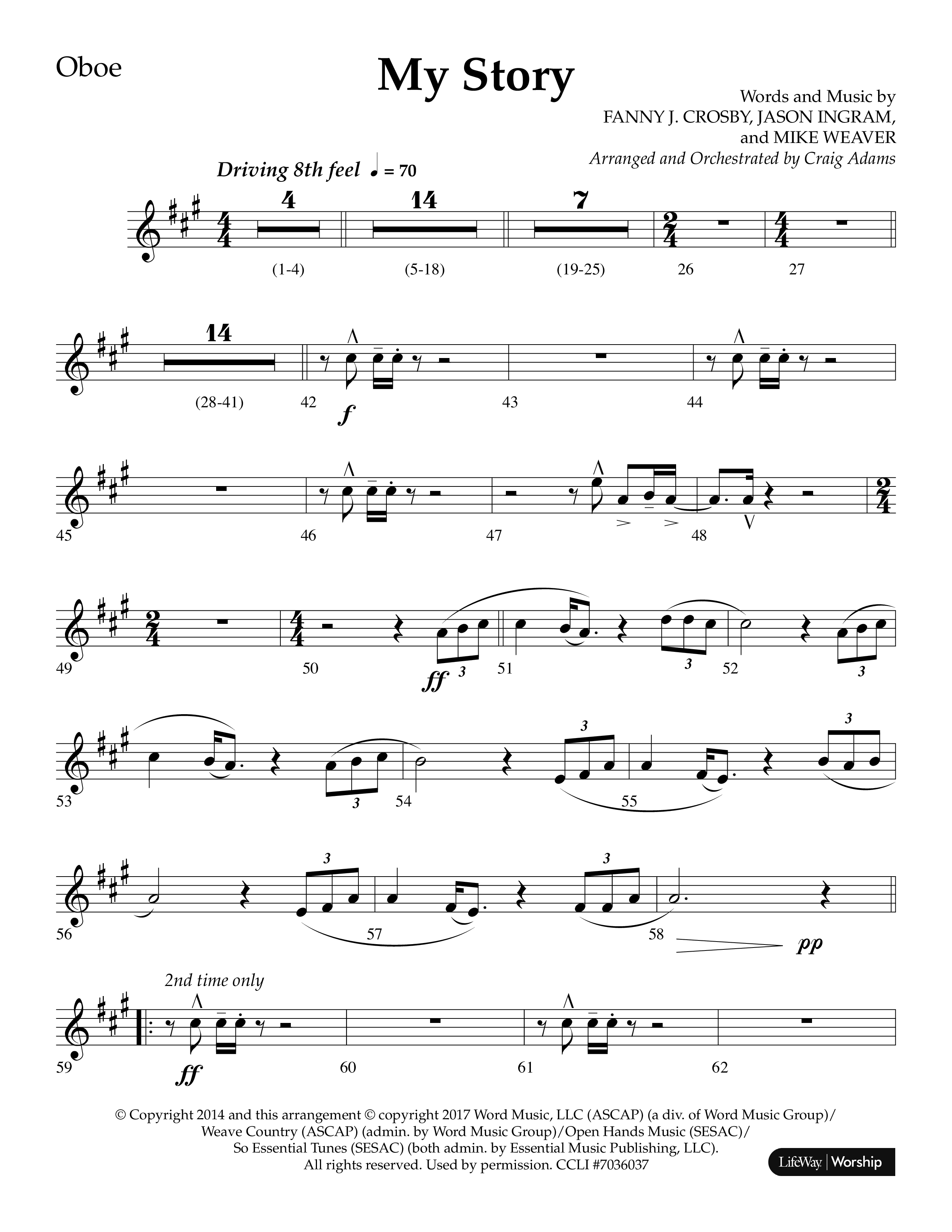My Story (Choral Anthem SATB) Oboe (Lifeway Choral / Arr. Craig Adams)