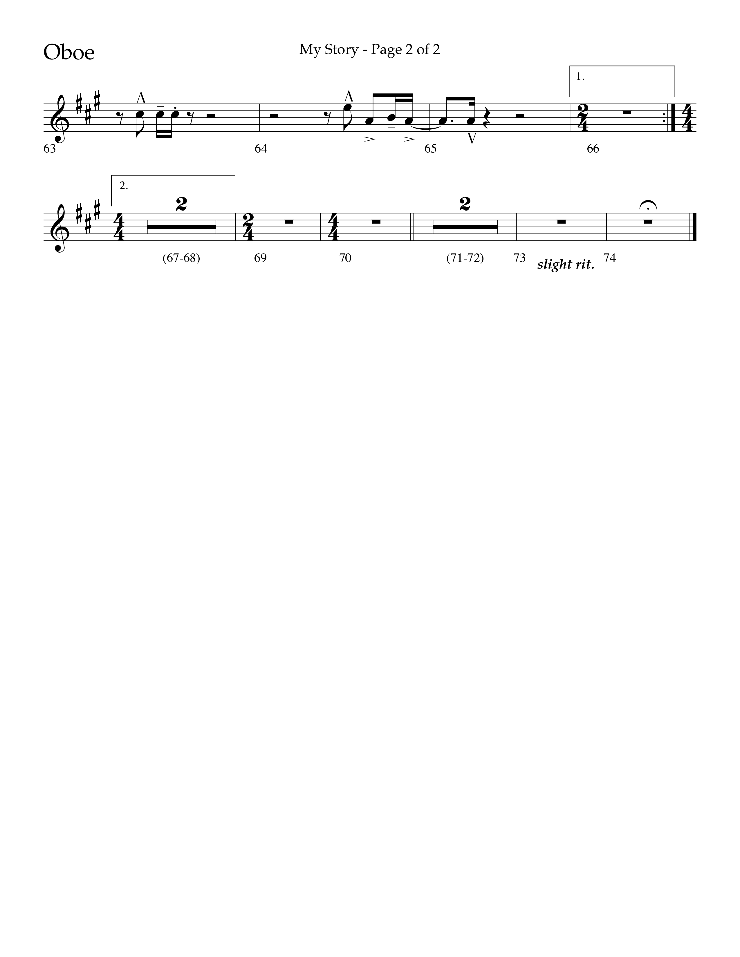 My Story (Choral Anthem SATB) Oboe (Lifeway Choral / Arr. Craig Adams)