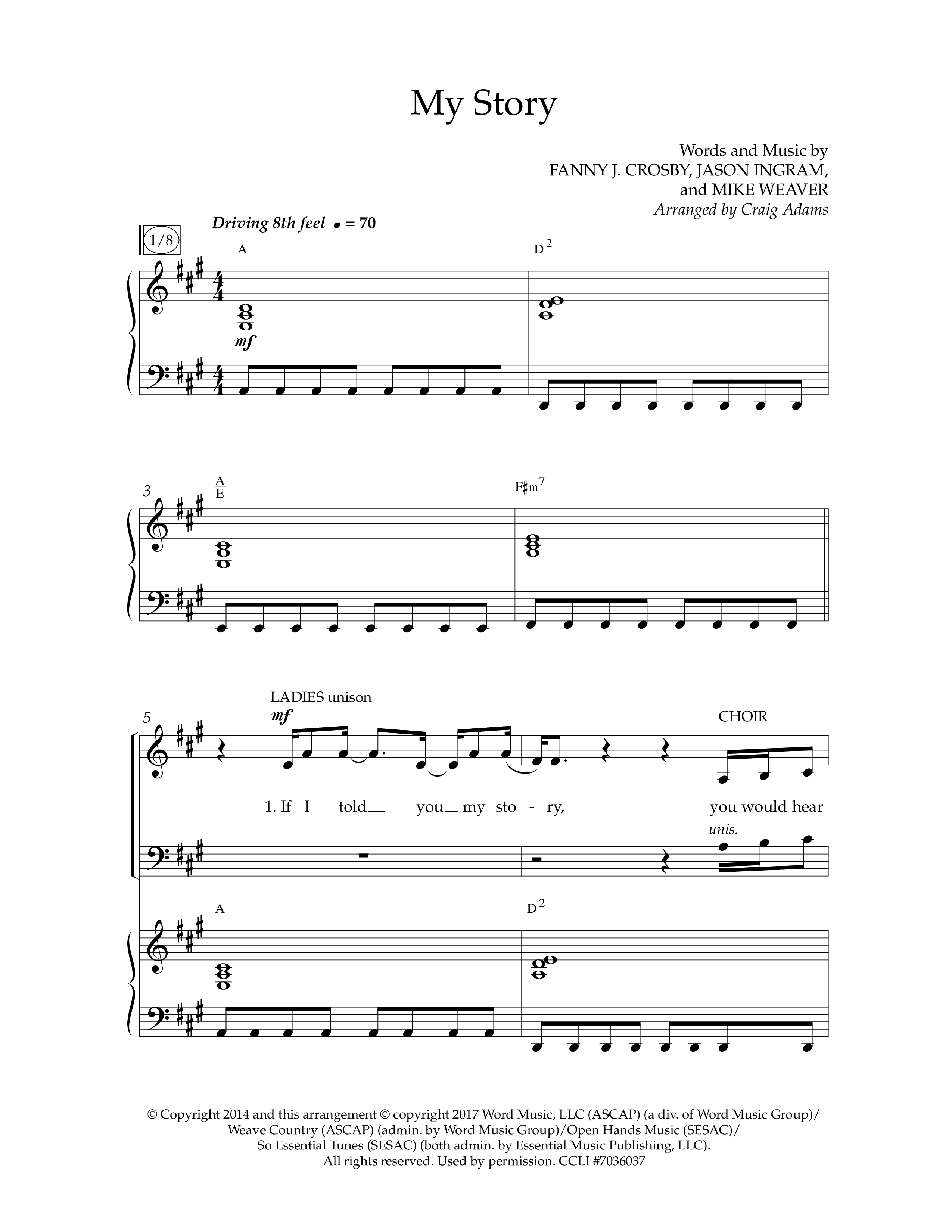 My Story (Choral Anthem SATB) Anthem (SATB/Piano) (Lifeway Choral / Arr. Craig Adams)