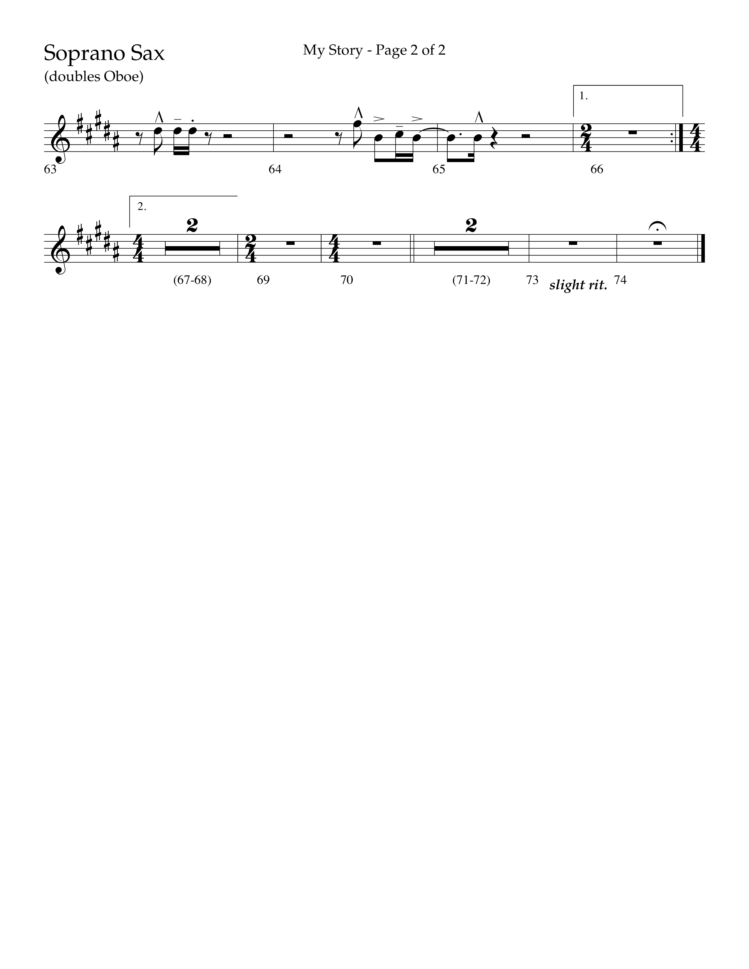 My Story (Choral Anthem SATB) Soprano Sax (Lifeway Choral / Arr. Craig Adams)