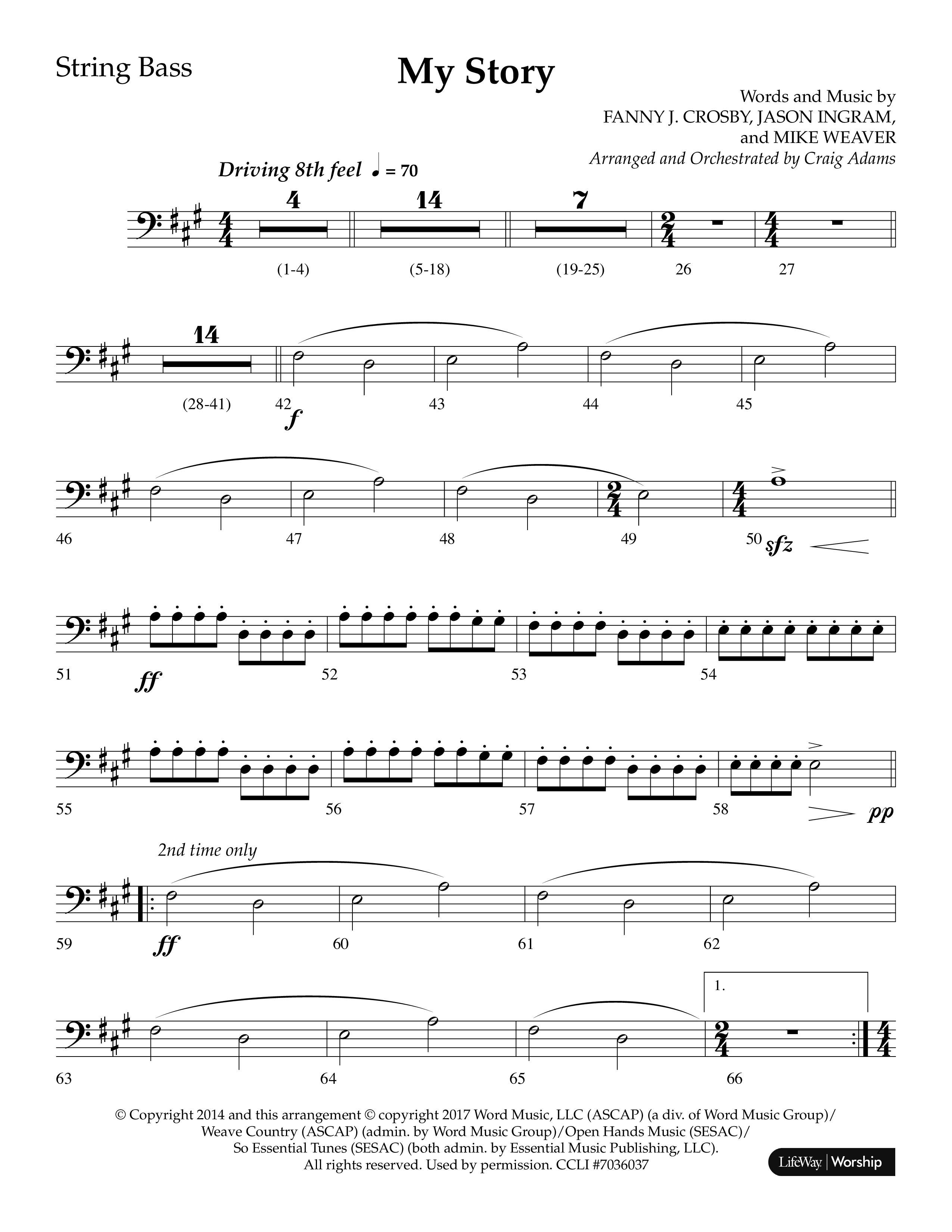 My Story (Choral Anthem SATB) String Bass (Lifeway Choral / Arr. Craig Adams)