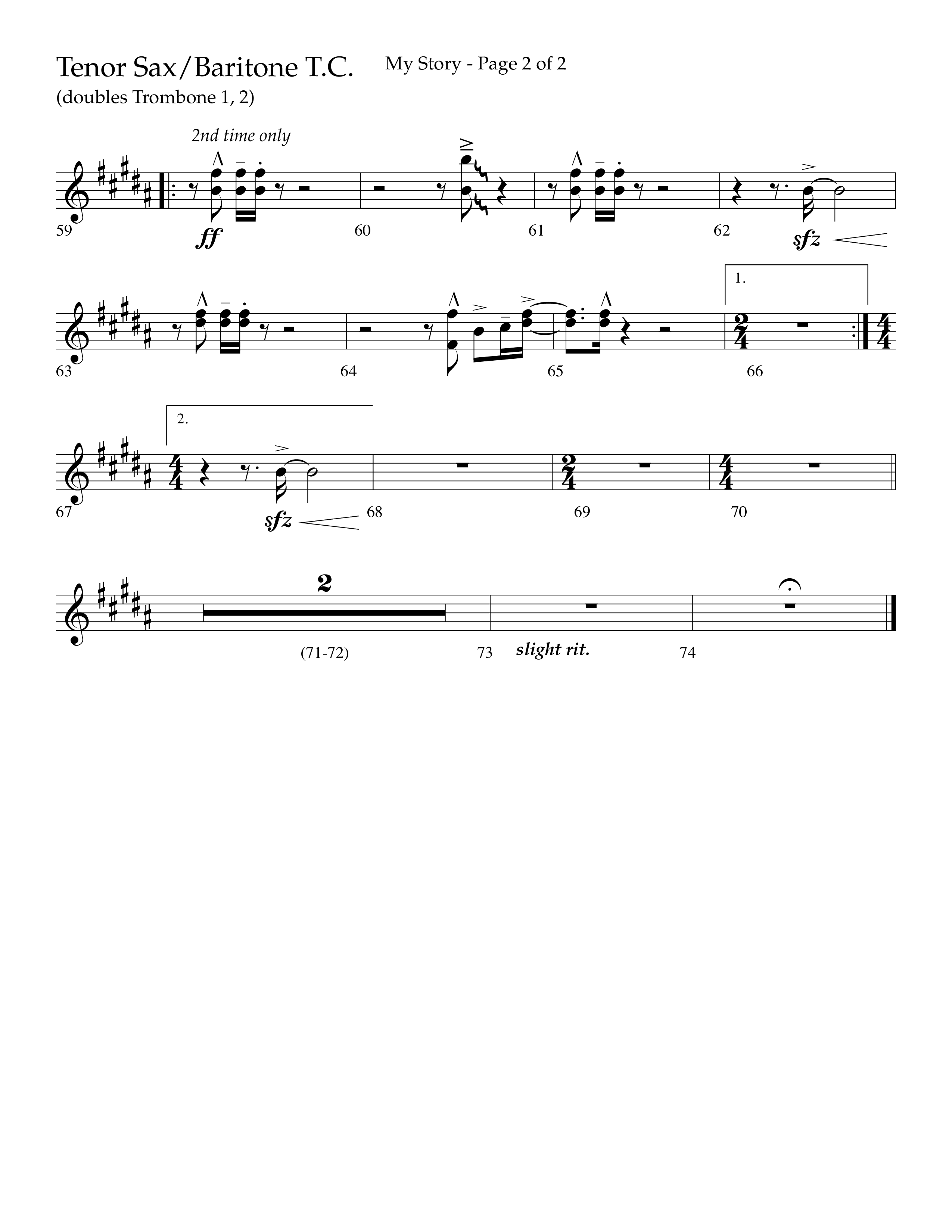 My Story (Choral Anthem SATB) Tenor Sax/Baritone T.C. (Lifeway Choral / Arr. Craig Adams)