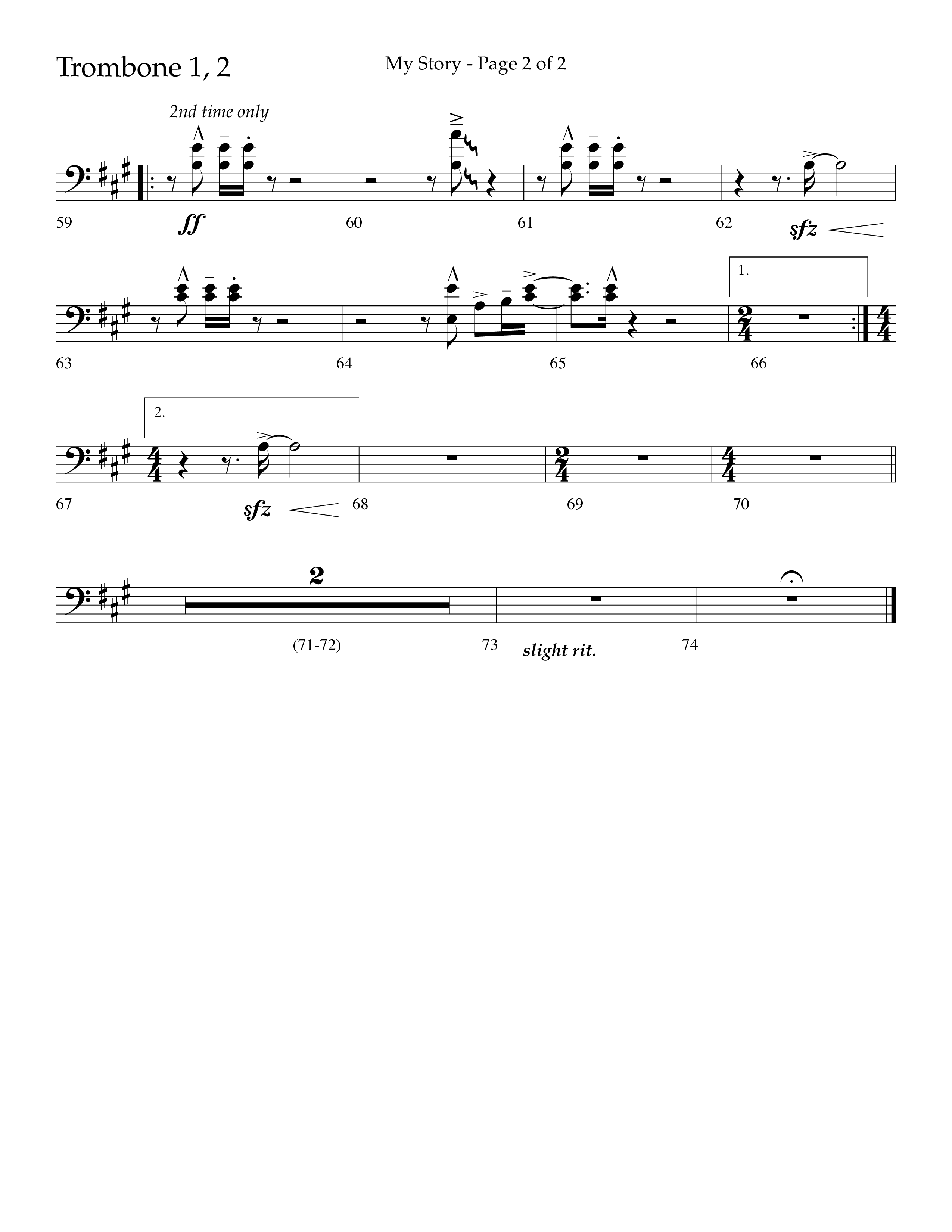 My Story (Choral Anthem SATB) Trombone 1/2 (Lifeway Choral / Arr. Craig Adams)