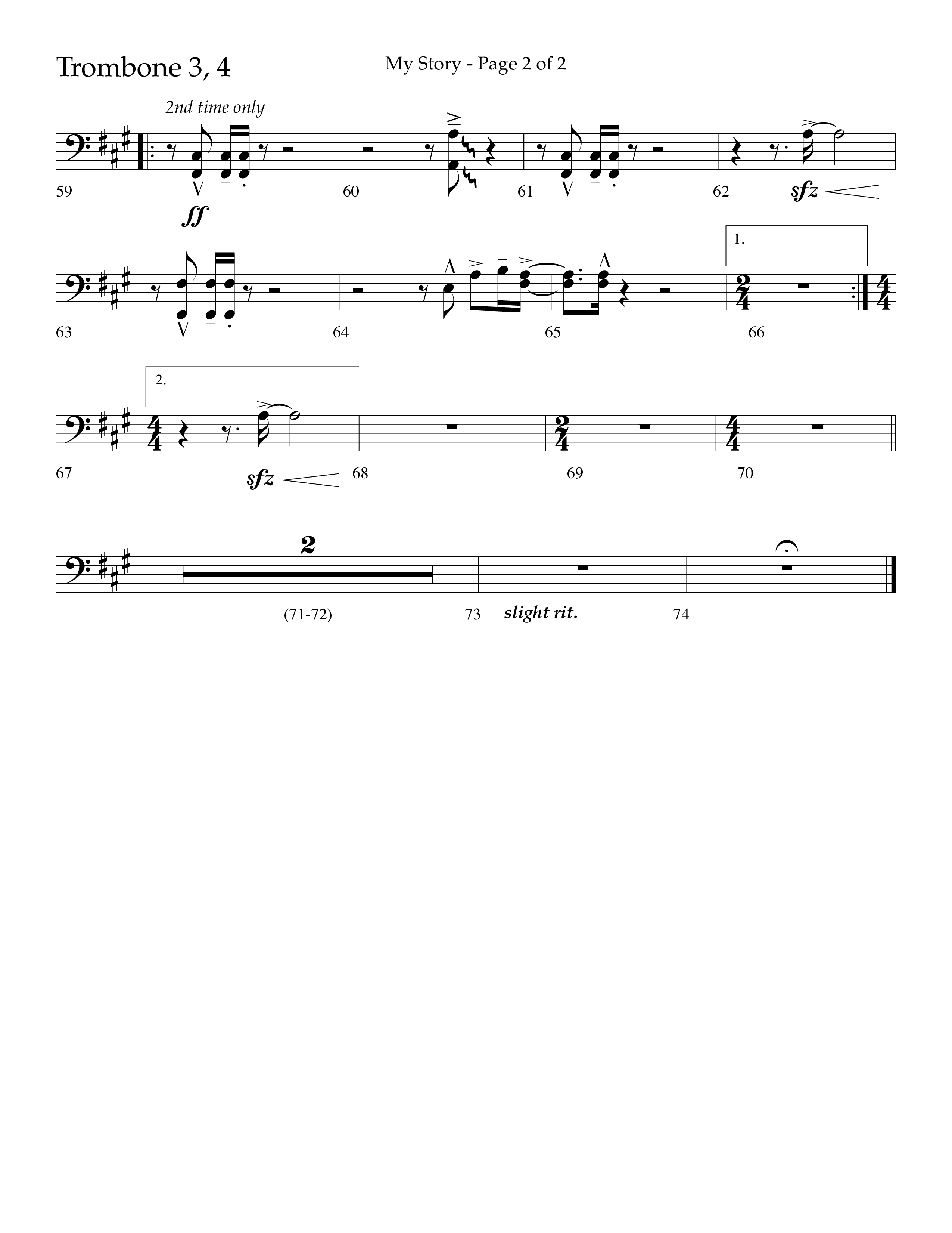 My Story (Choral Anthem SATB) Trombone 3/4 (Lifeway Choral / Arr. Craig Adams)