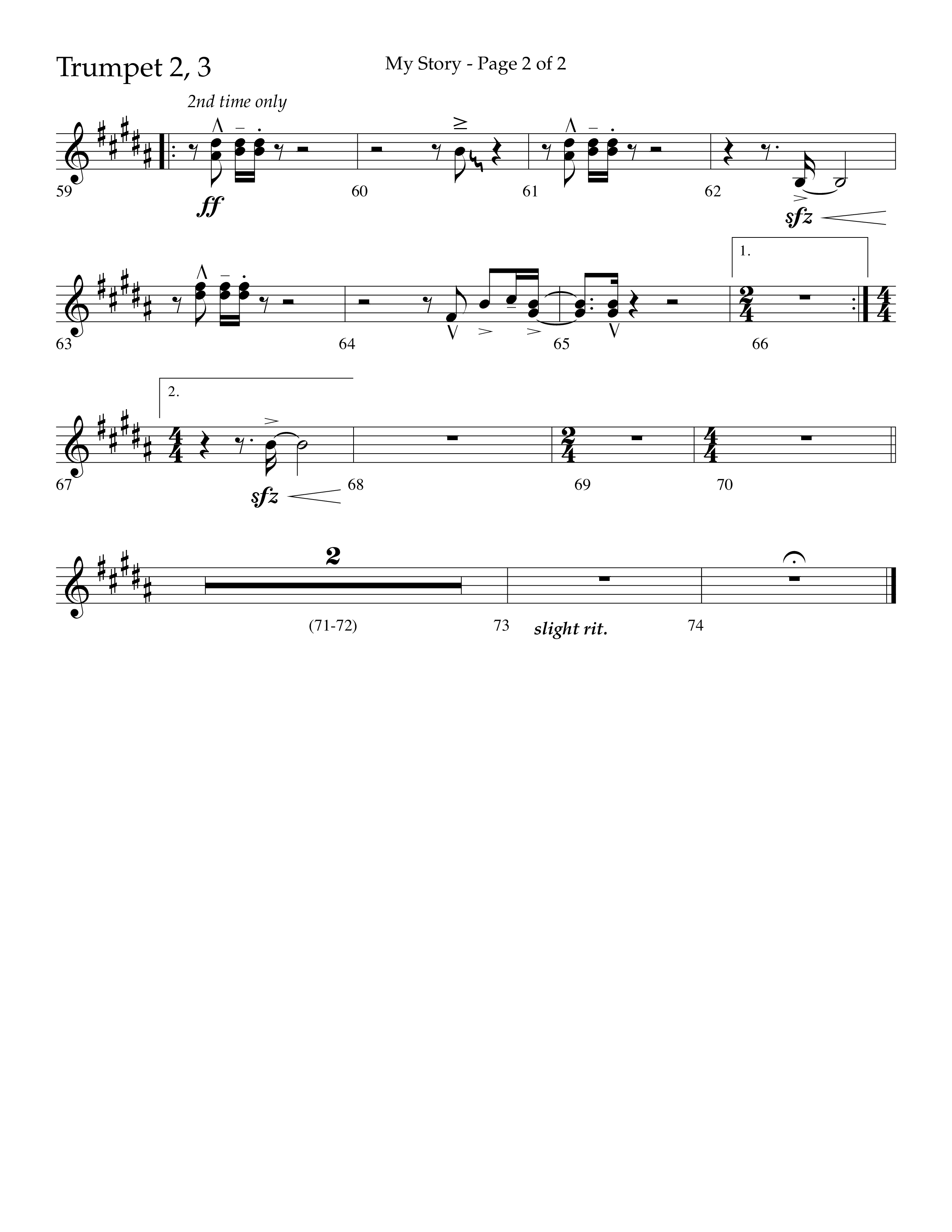 My Story (Choral Anthem SATB) Trumpet 2/3 (Lifeway Choral / Arr. Craig Adams)