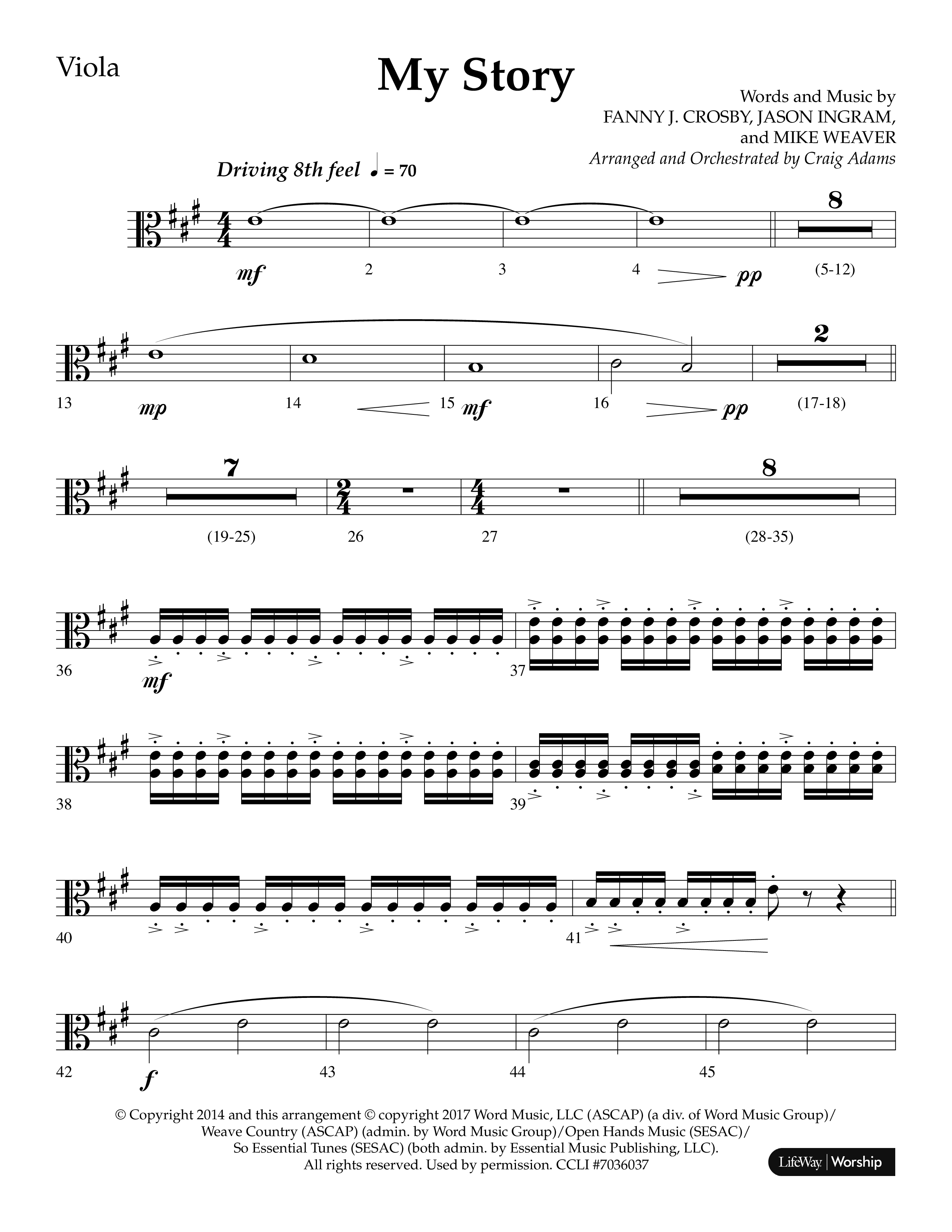 My Story (Choral Anthem SATB) Viola (Lifeway Choral / Arr. Craig Adams)