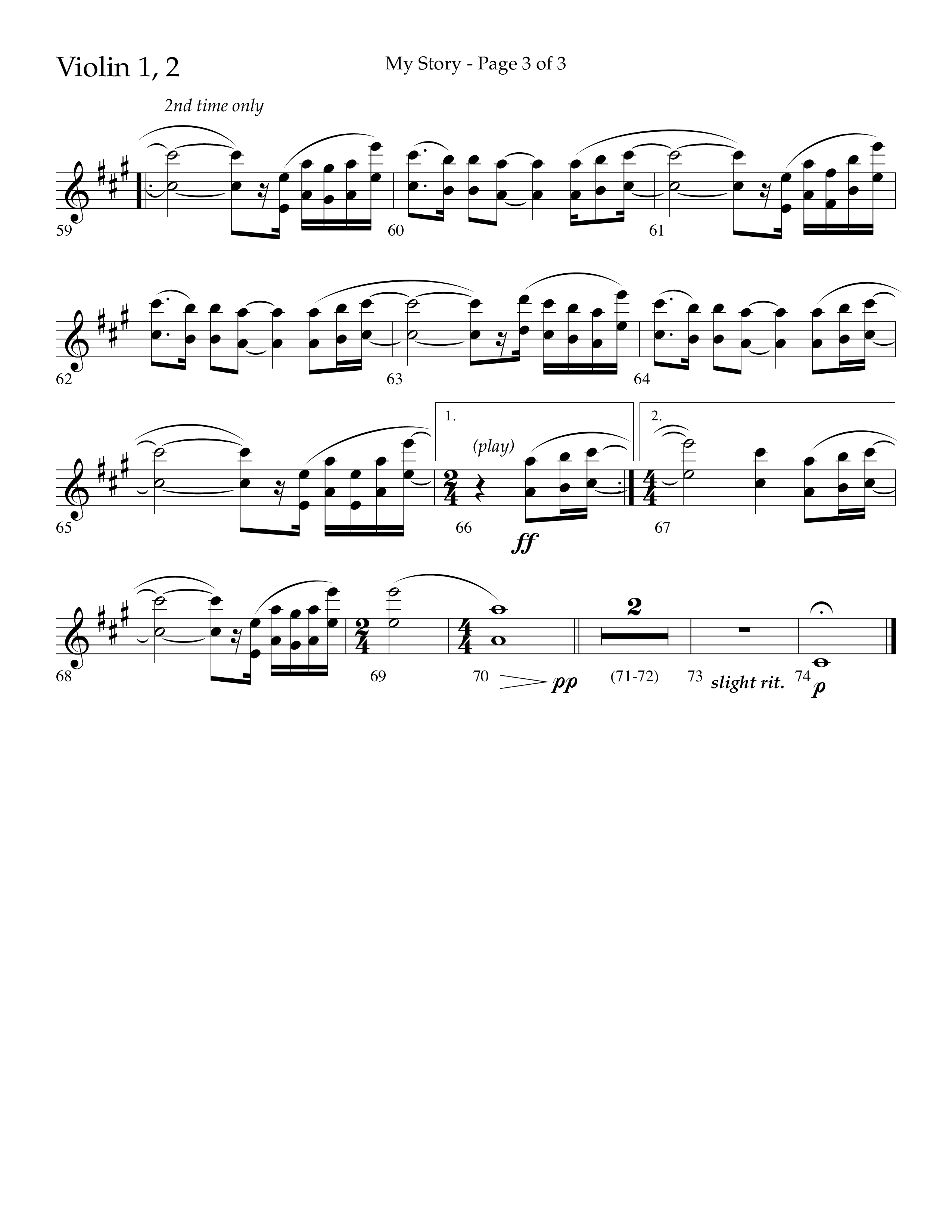 My Story (Choral Anthem SATB) Violin 1/2 (Lifeway Choral / Arr. Craig Adams)