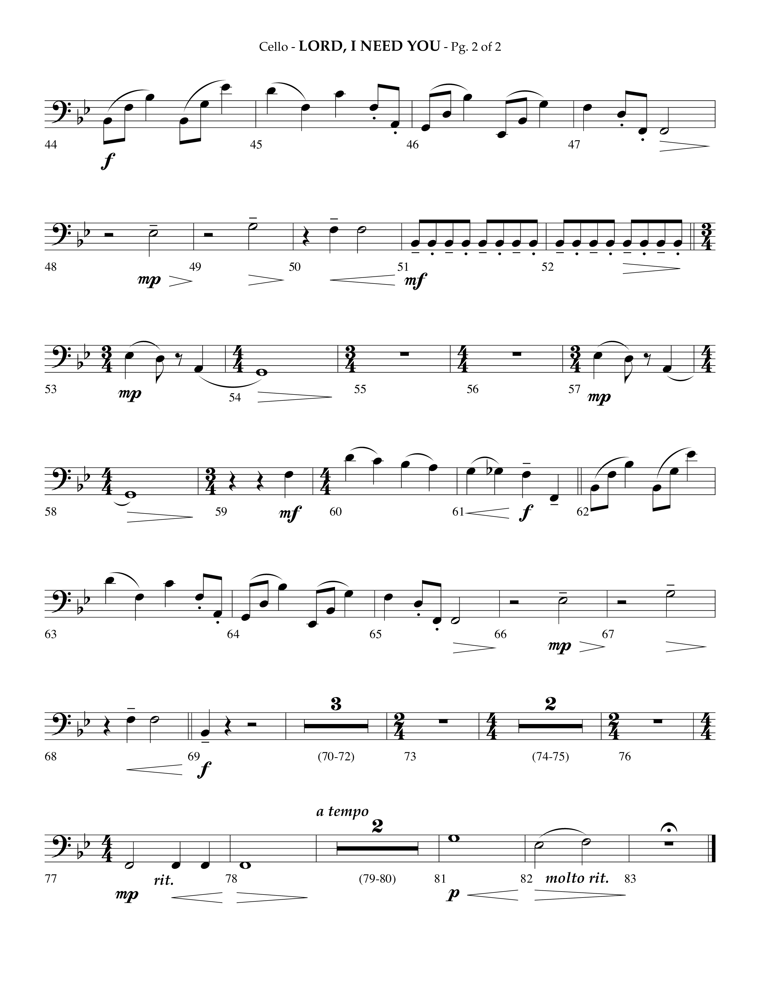 Lord I Need You (Choral Anthem SATB) Cello (Lifeway Choral / Arr. Phillip Keveren)