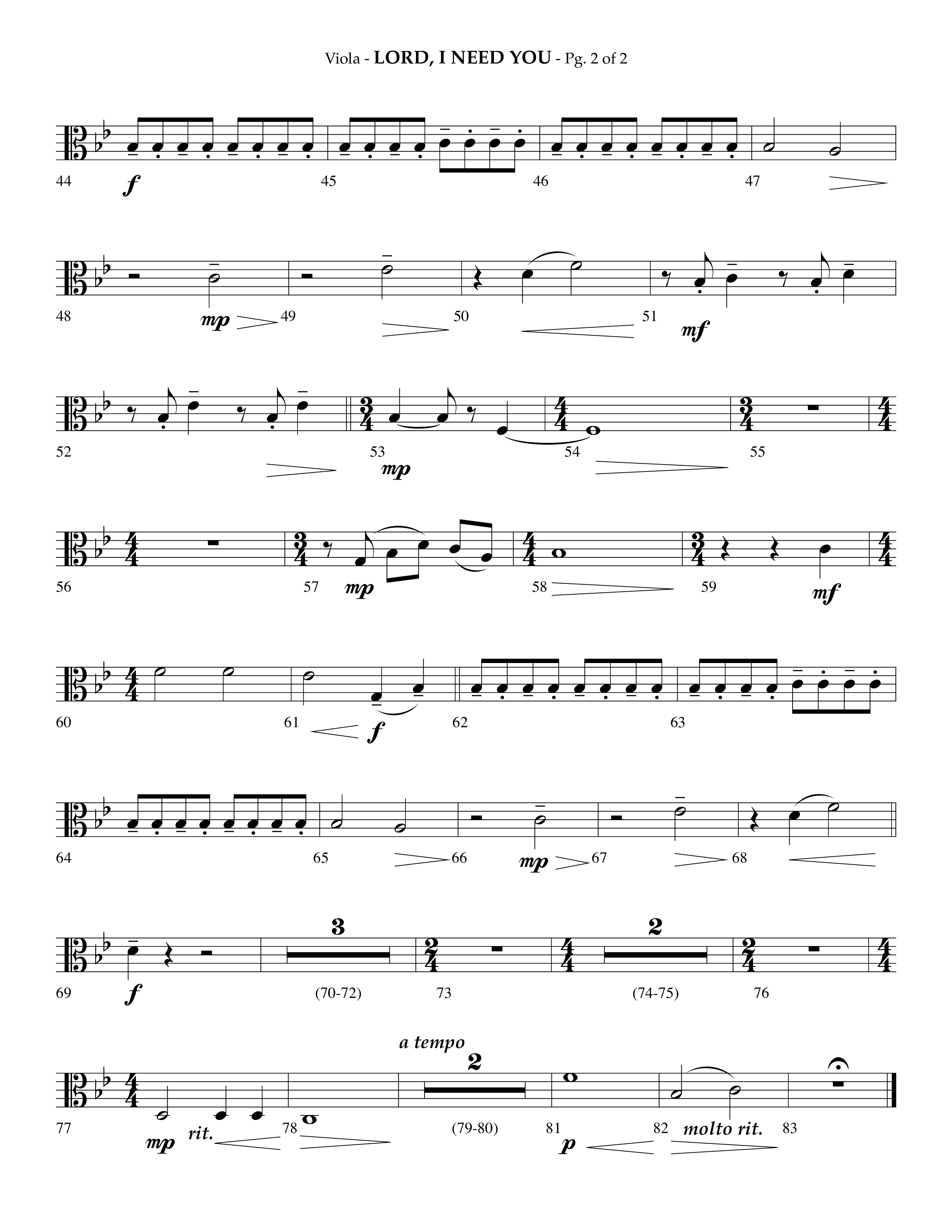 Lord I Need You (Choral Anthem SATB) Viola (Lifeway Choral / Arr. Phillip Keveren)