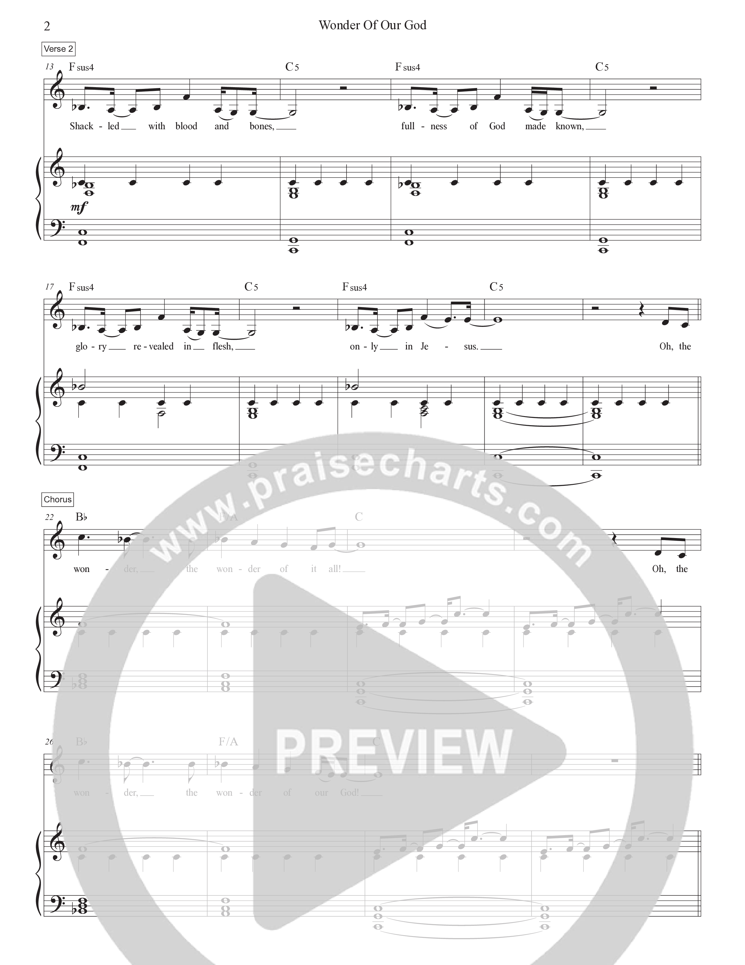 Wonder Of Our God Piano/Melody (Victory House Worship)