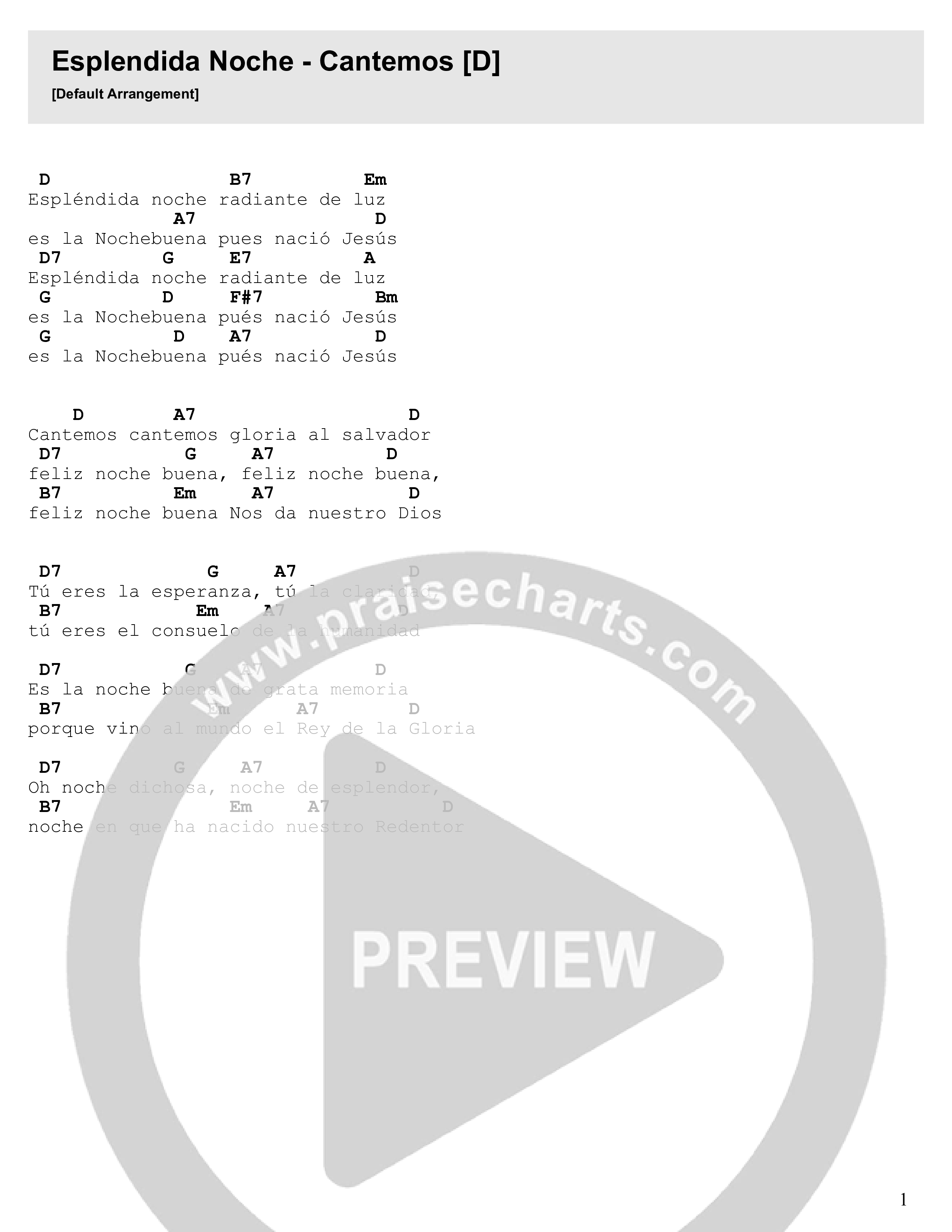 Espléndida Noche / Cantemos Chord Chart (Heaven And Earth / Vineyard Worship / Nicole Hernandez / Daniel Hernandez)