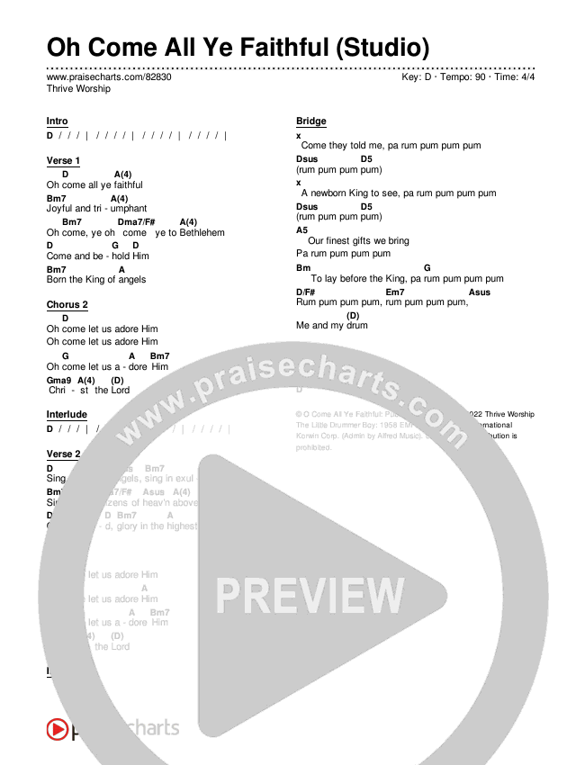 Oh Come All Ye Faithful (Studio) Chords & Lyrics (Thrive Worship)