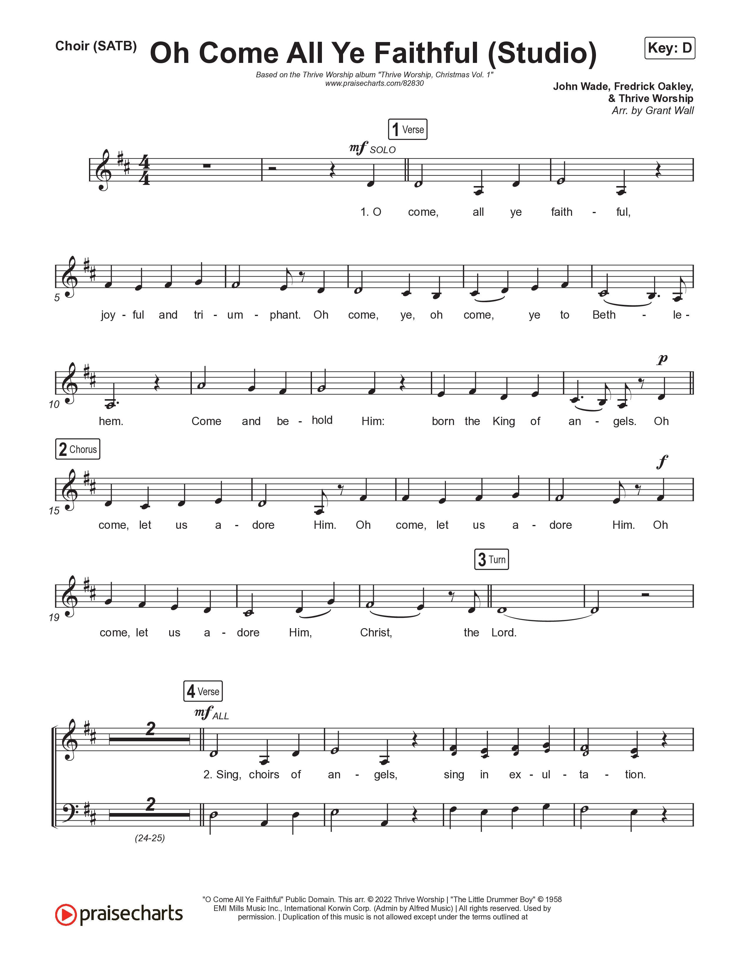 Oh Come All Ye Faithful (Studio) Vocal Sheet (SATB) (Thrive Worship)