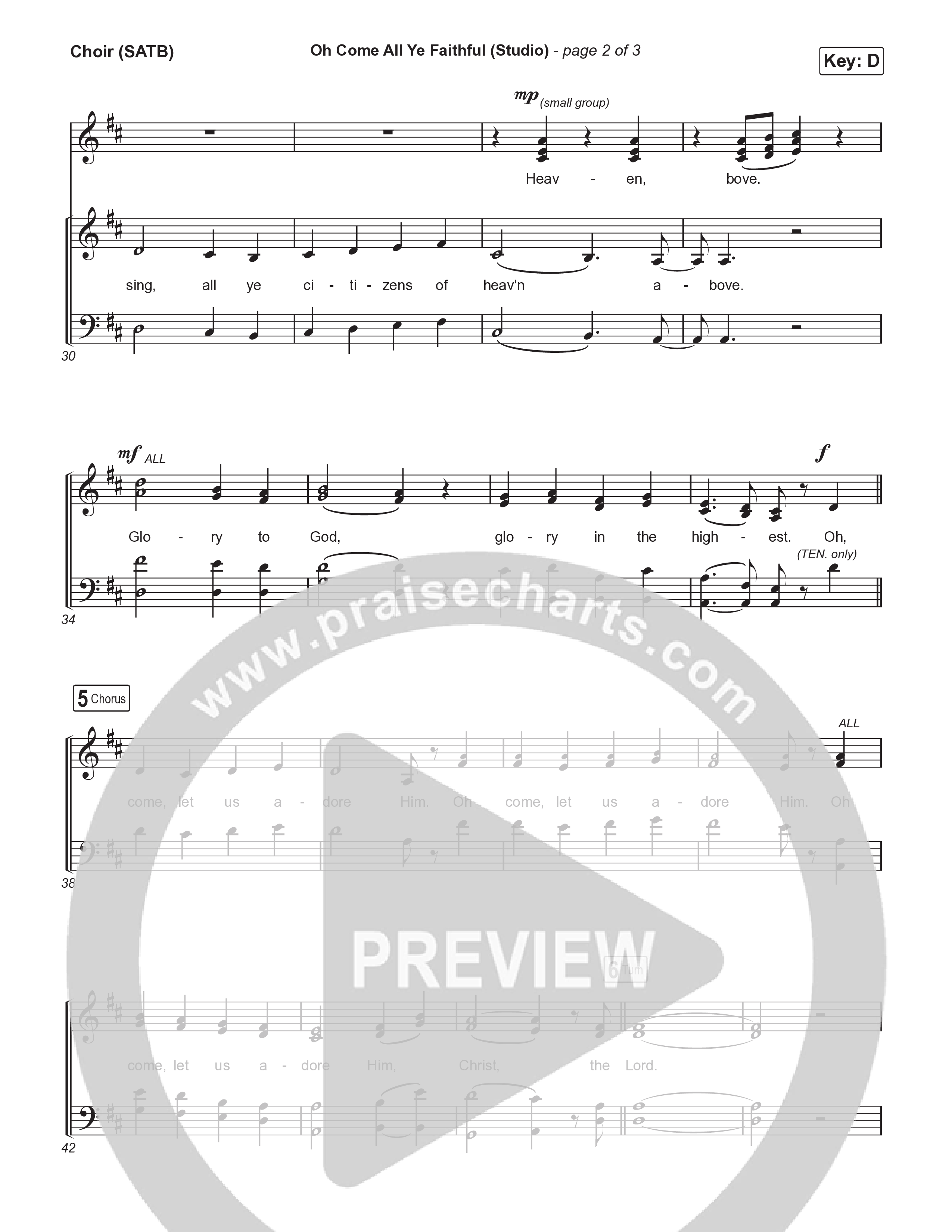 Oh Come All Ye Faithful (Studio) Vocal Sheet (SATB) (Thrive Worship)