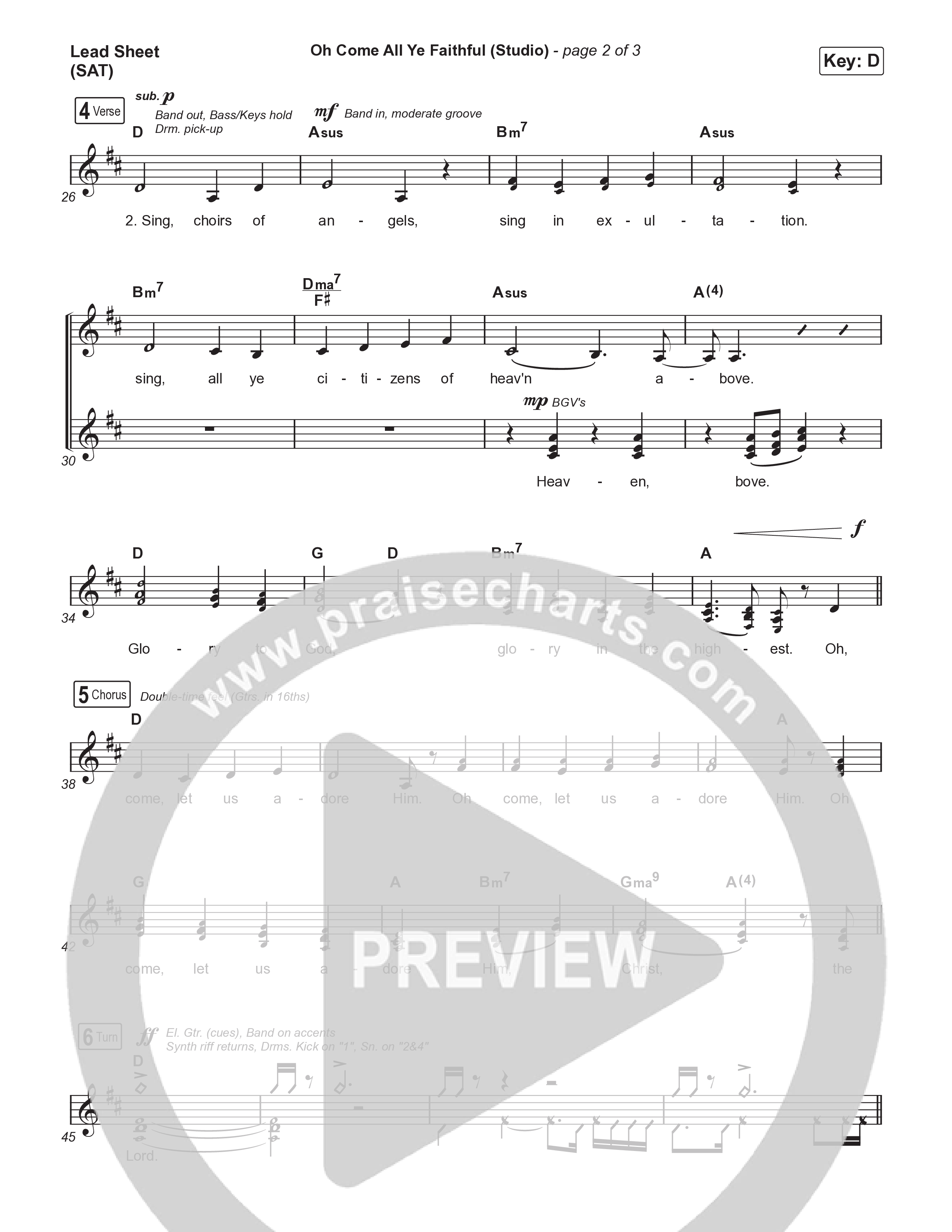 Oh Come All Ye Faithful (Studio) Lead Sheet (SAT) (Thrive Worship)