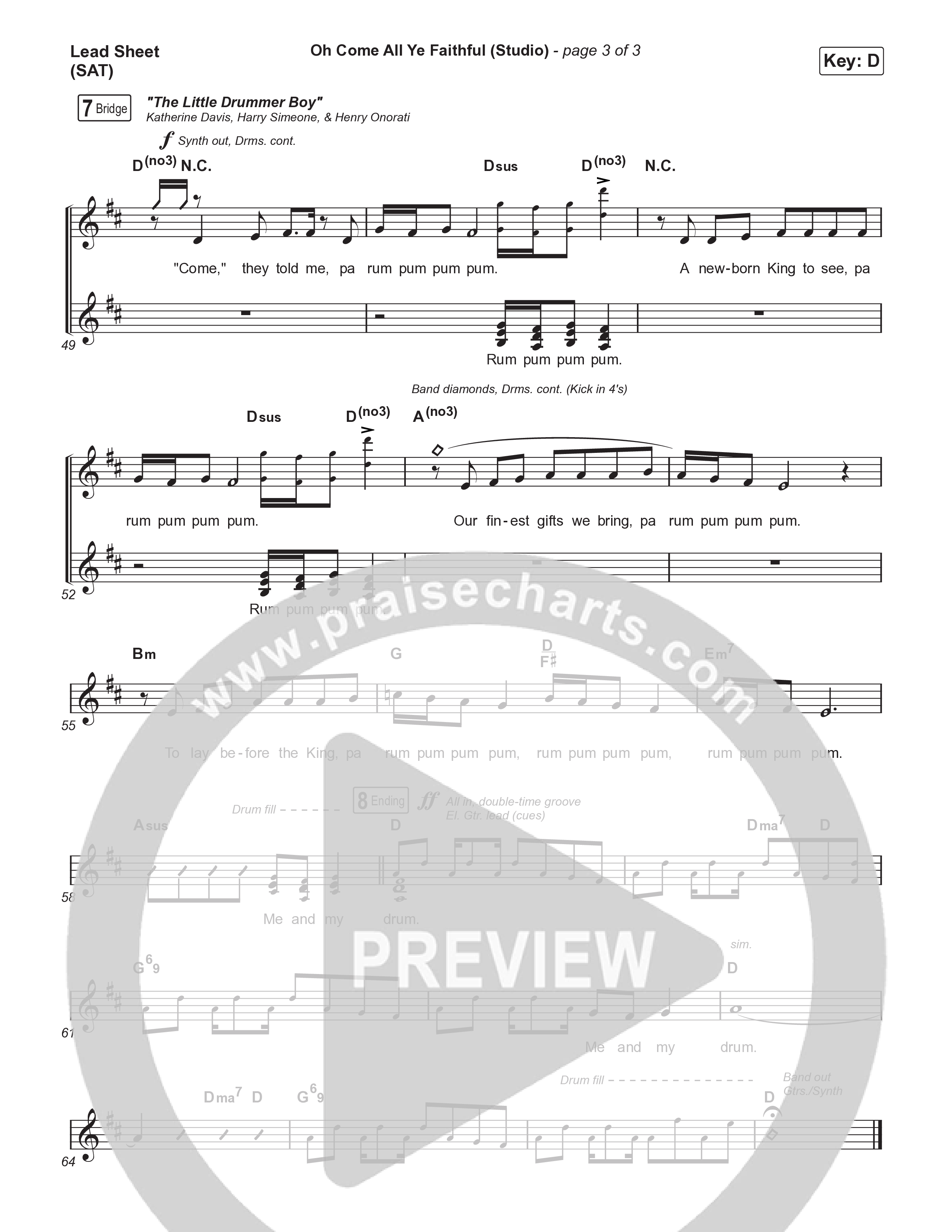 Oh Come All Ye Faithful (Studio) Lead Sheet (SAT) (Thrive Worship)