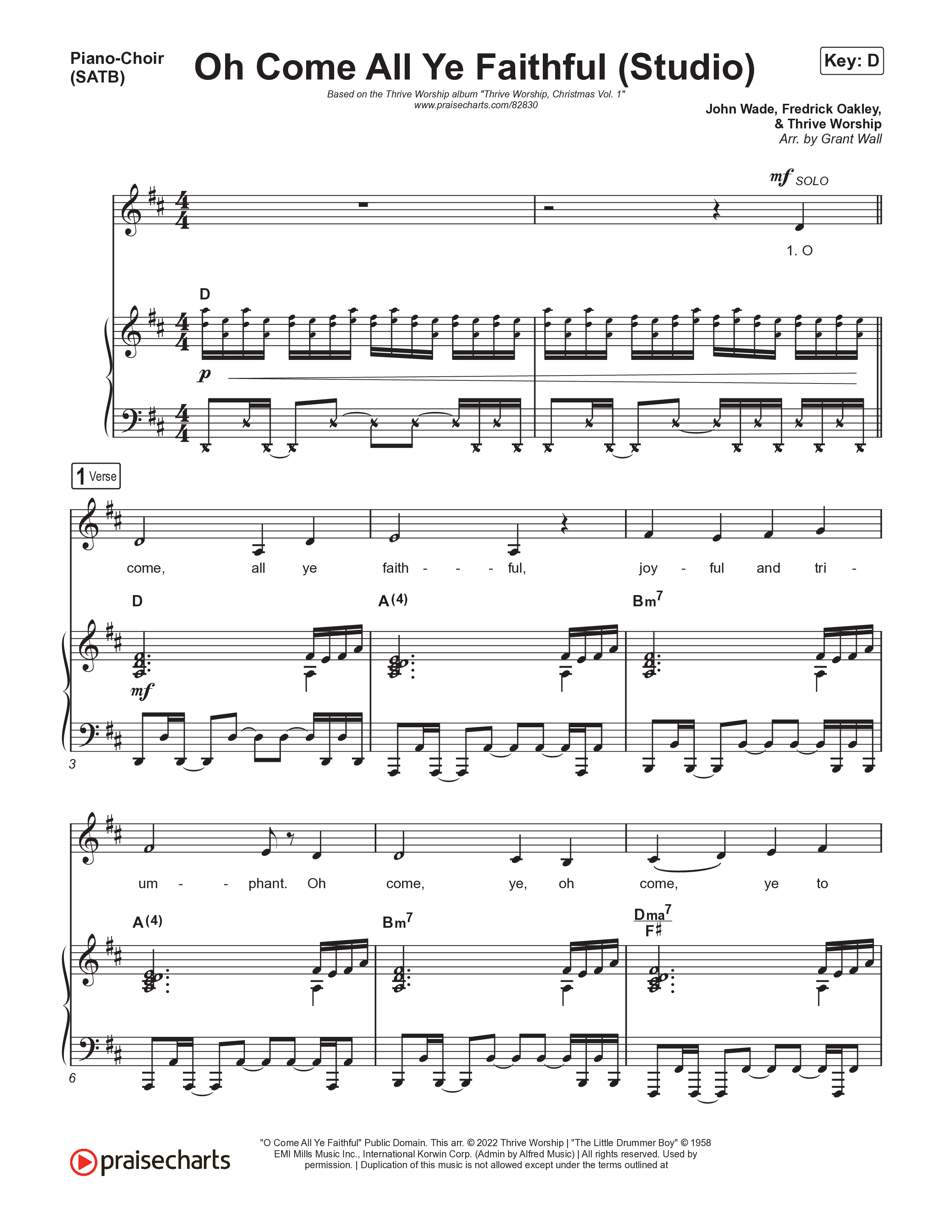 Oh Come All Ye Faithful (Studio) Piano/Vocal (SATB) (Thrive Worship)