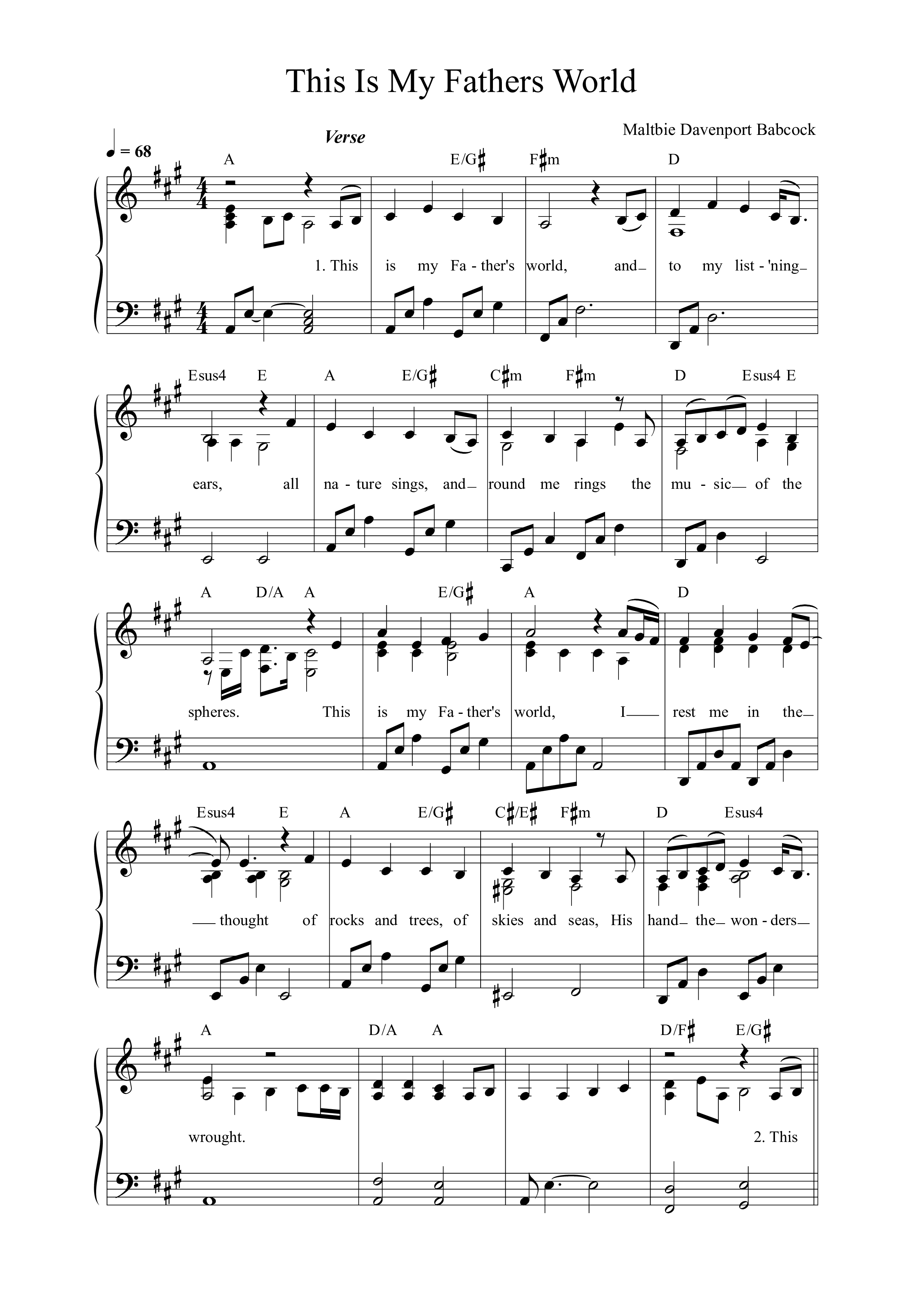 This Is My Father's World Lead Sheet Melody (Mission House)