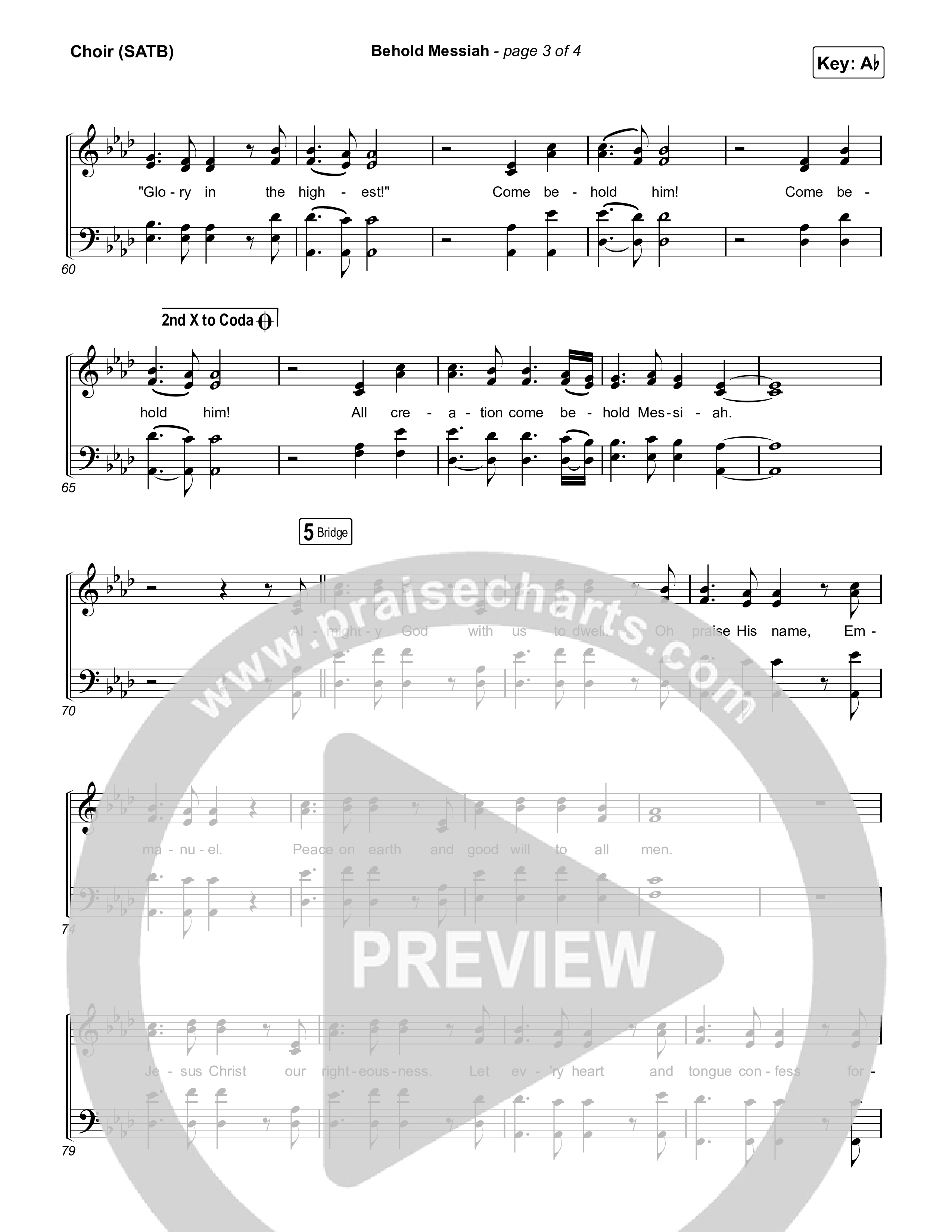 Behold Messiah Choir Sheet (SATB) (River Valley Worship)