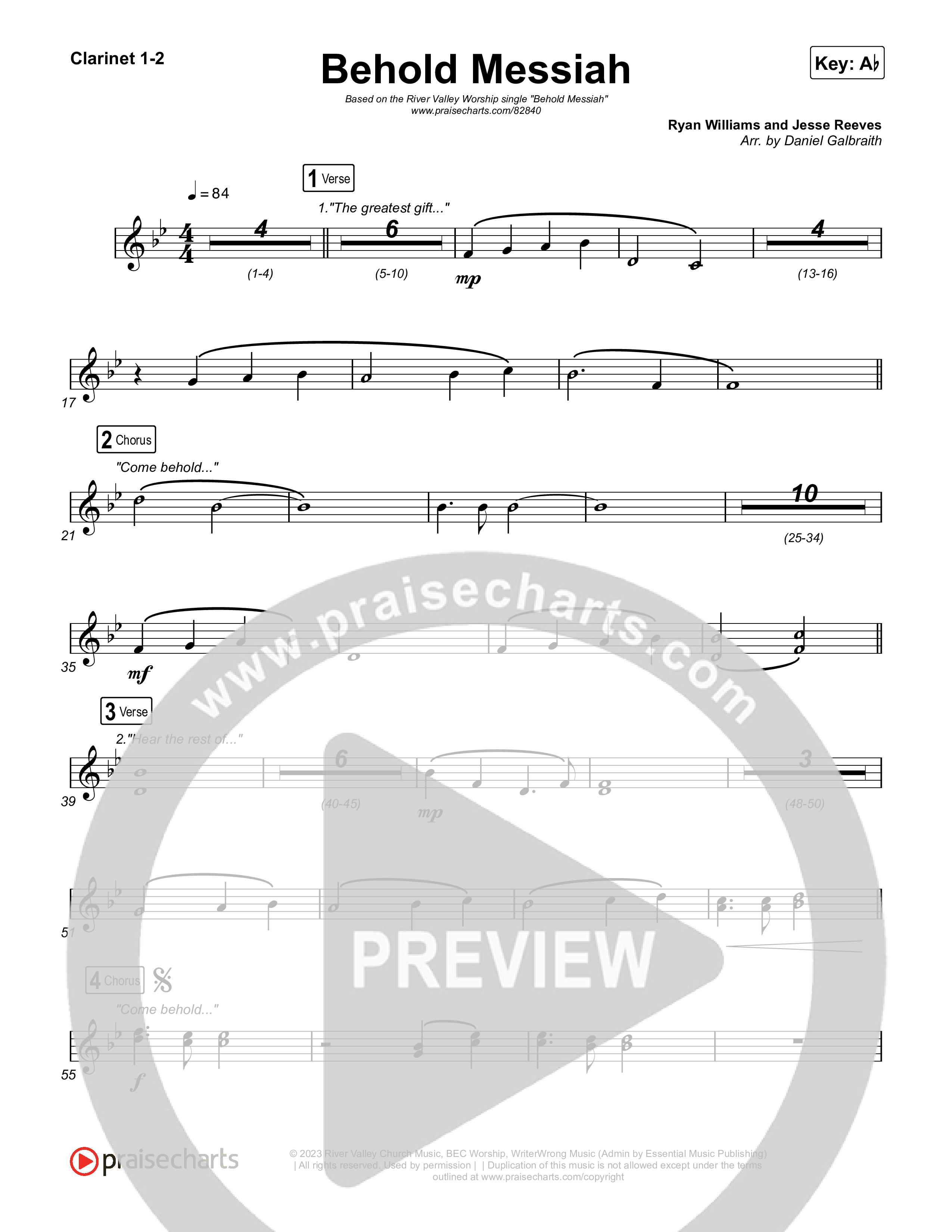 Behold Messiah Clarinet 1/2 (River Valley Worship)