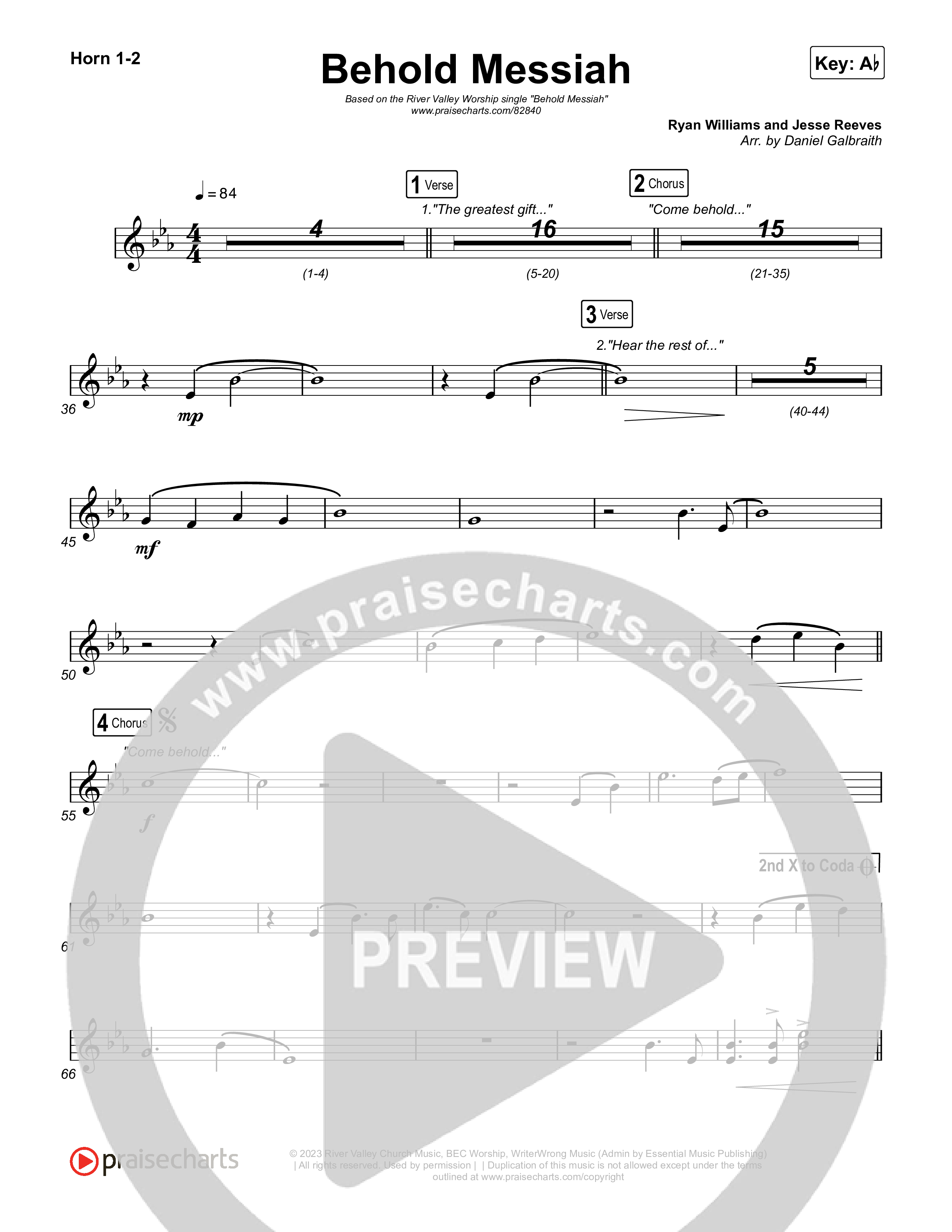Behold Messiah French Horn 1,2 (River Valley Worship)