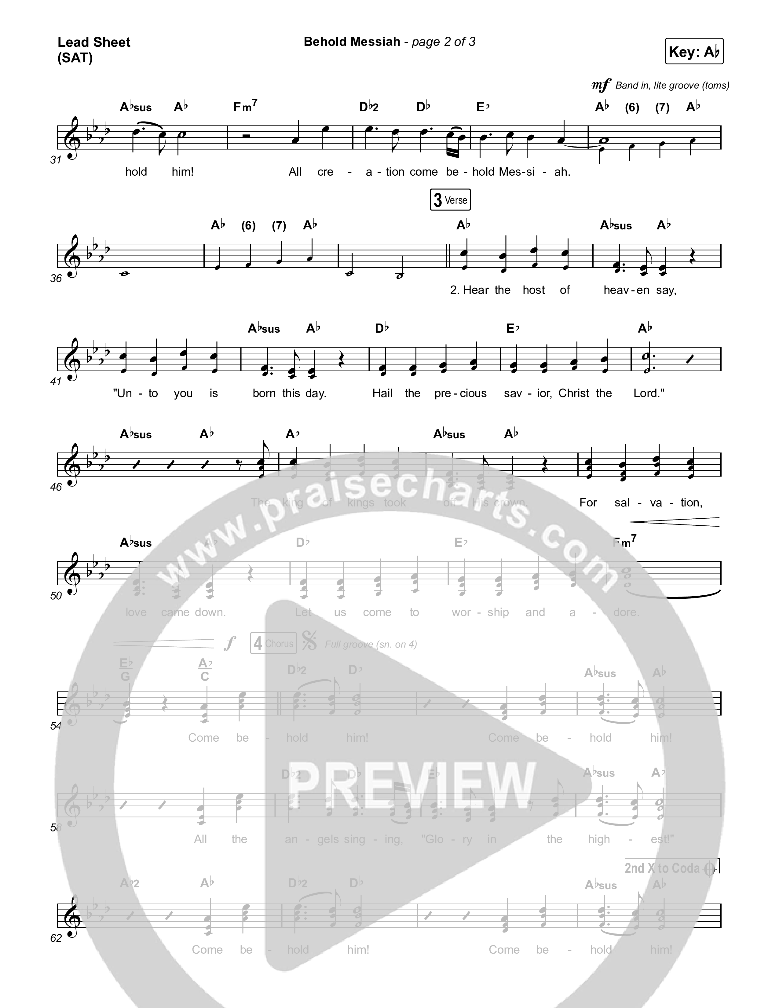 Behold Messiah Lead Sheet (SAT) (River Valley Worship)