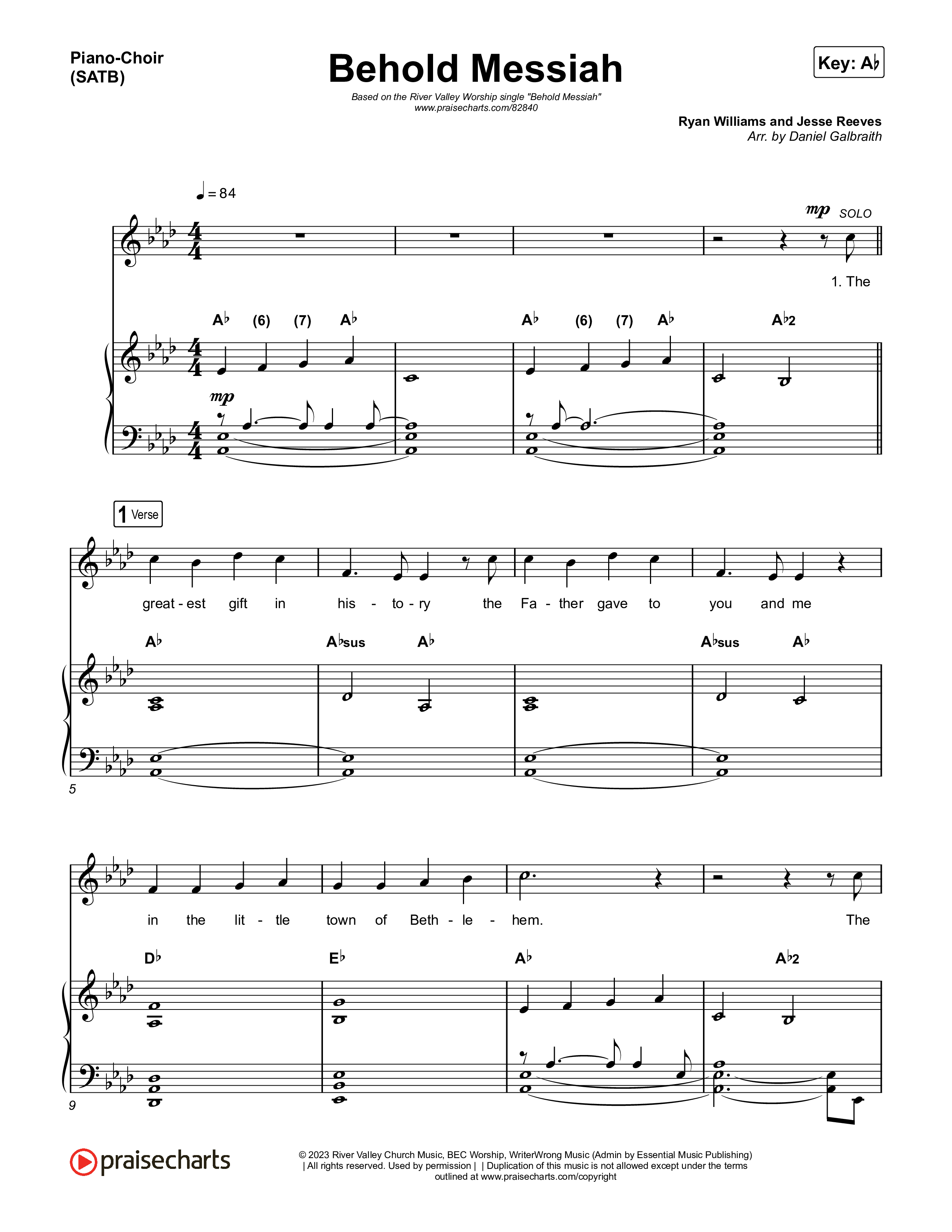 Behold Messiah Piano/Vocal (SATB) (River Valley Worship)
