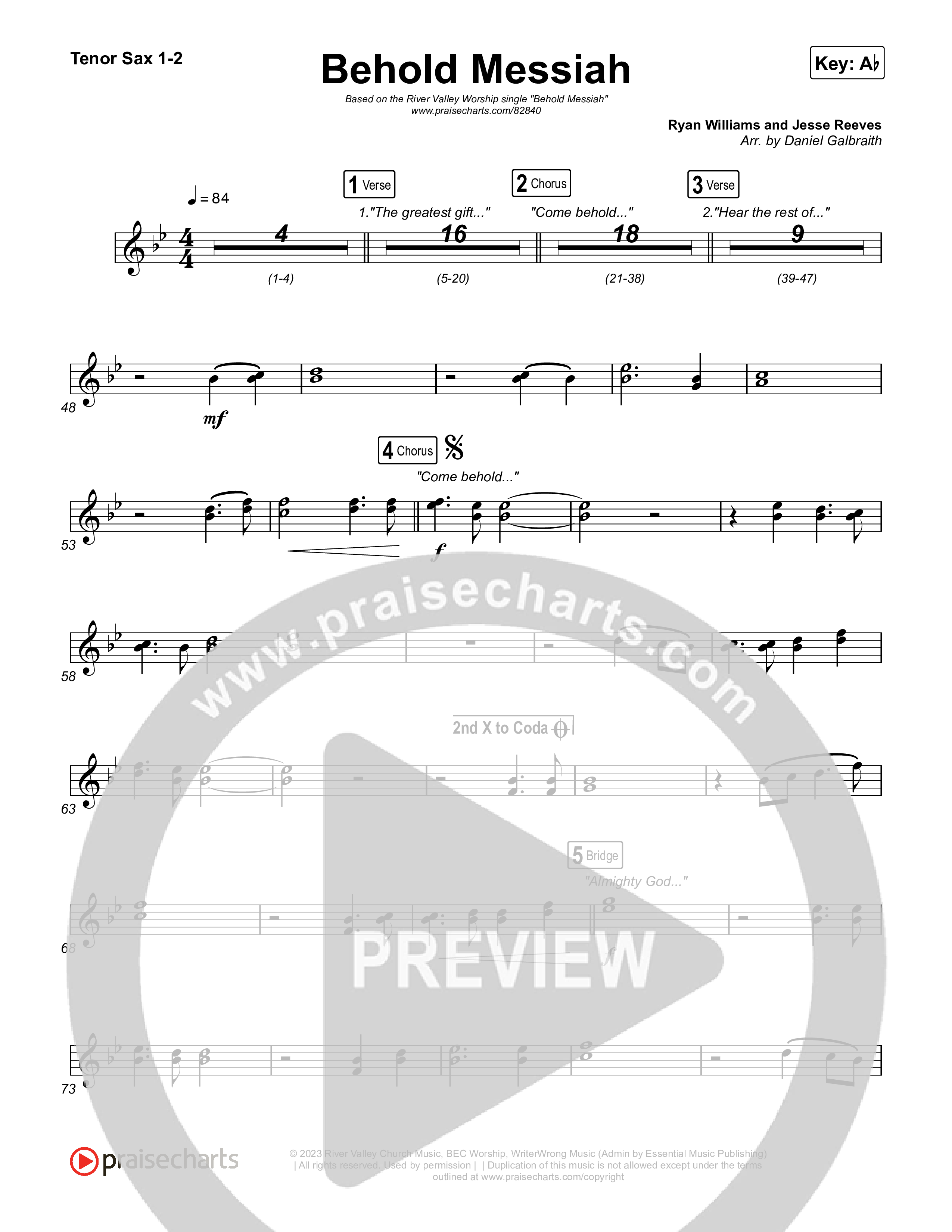 Behold Messiah Tenor Sax 1,2 (River Valley Worship)