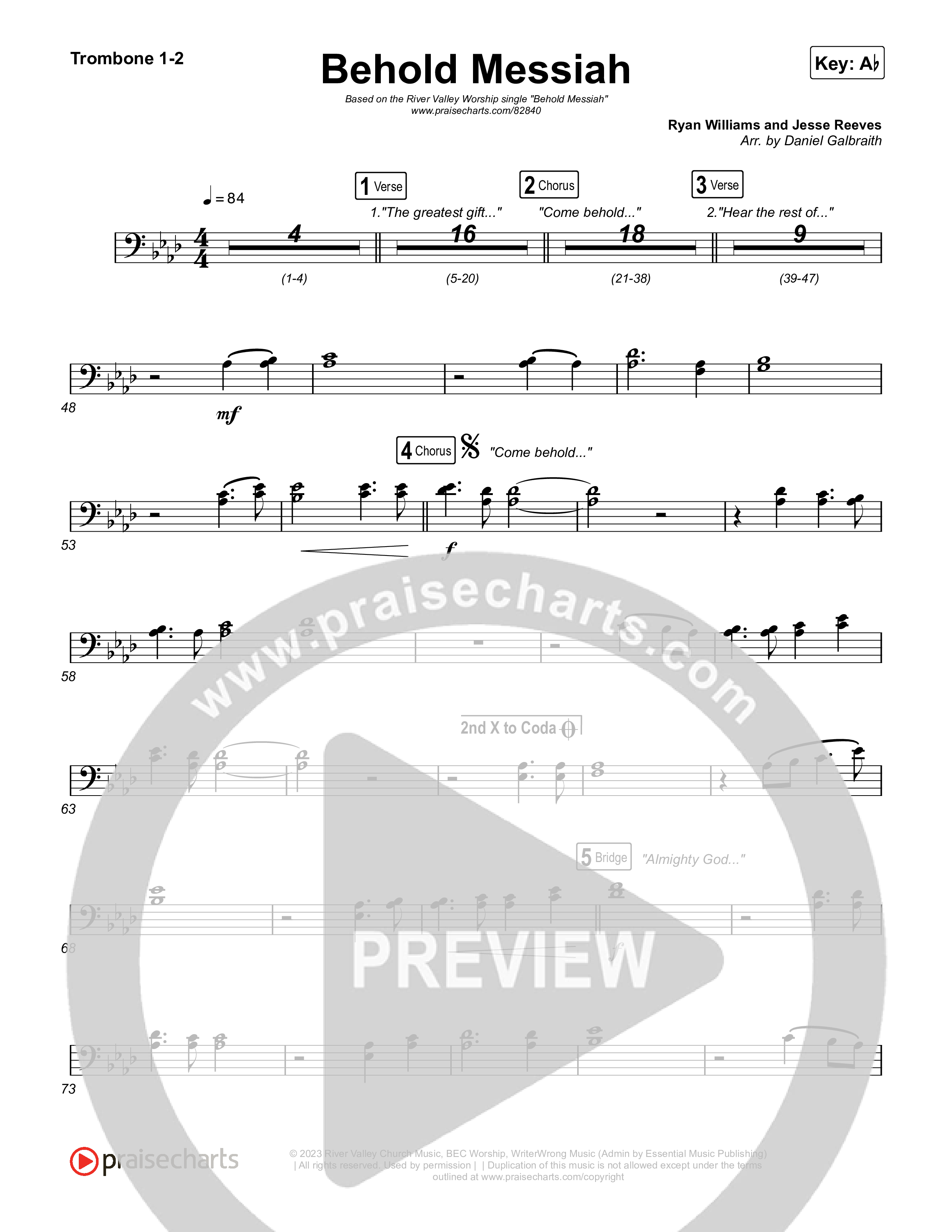 Behold Messiah Trombone 1,2 (River Valley Worship)