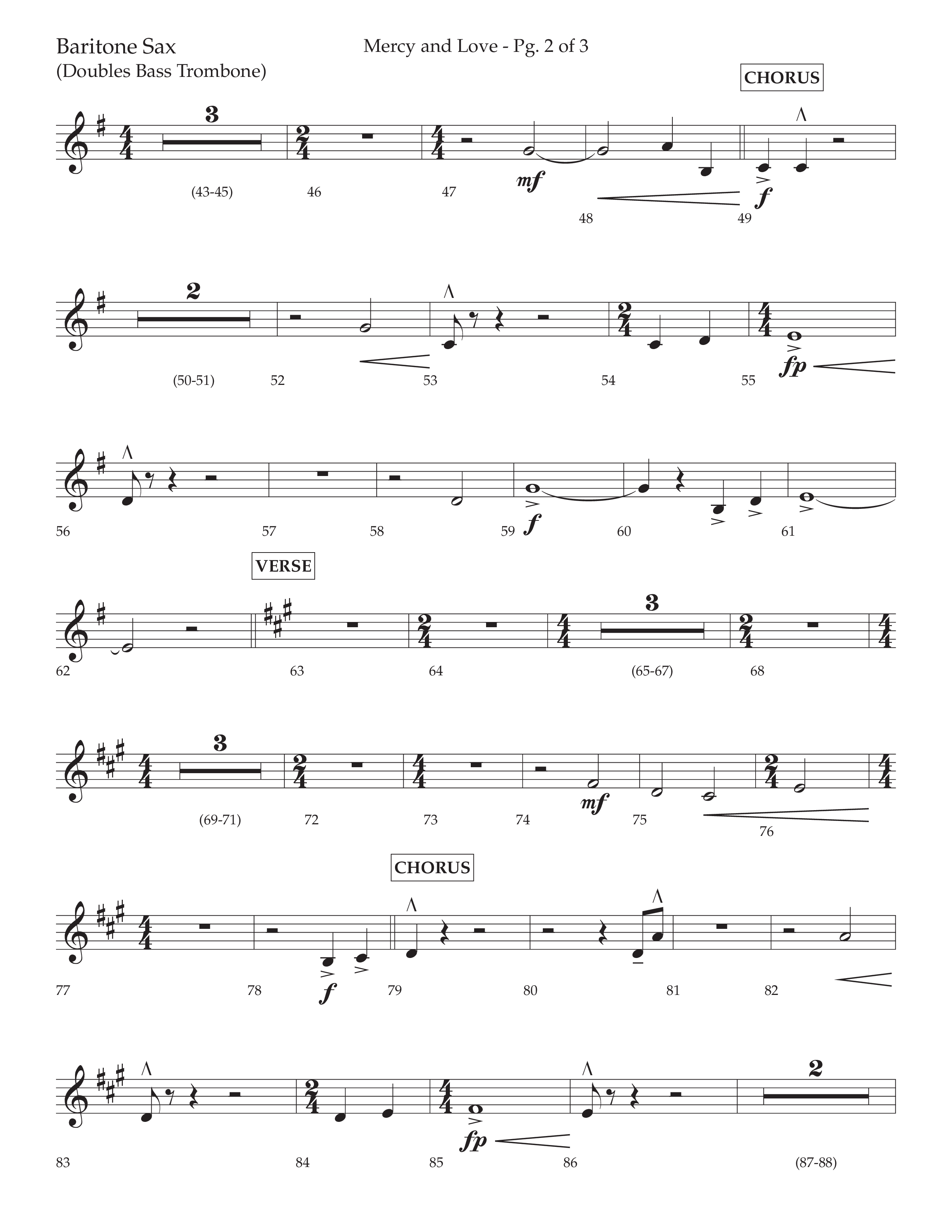 Mercy And Love (Choral Anthem SATB) Bari Sax (Lifeway Choral / Arr. Bradley Knight)