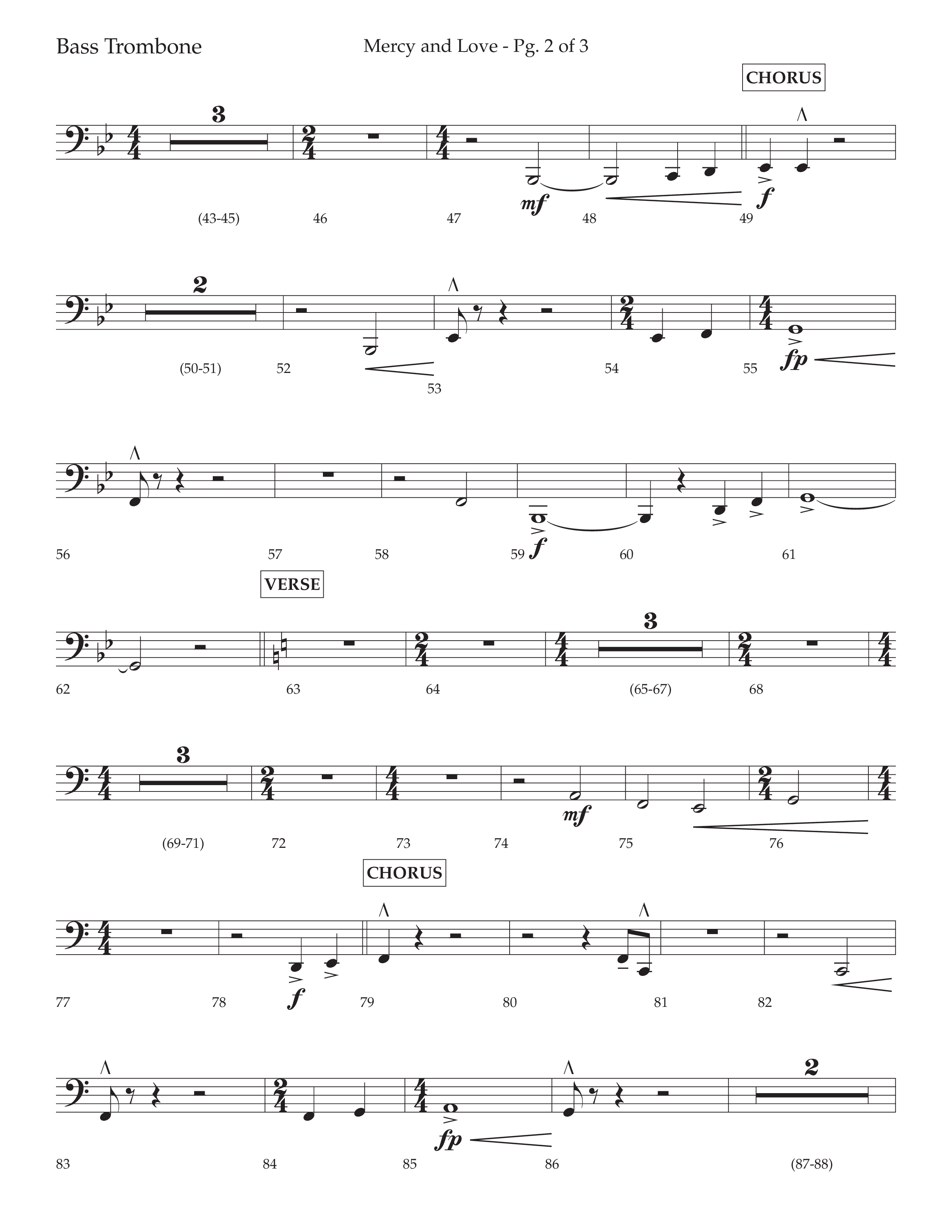 Mercy And Love (Choral Anthem SATB) Bass Trombone (Lifeway Choral / Arr. Bradley Knight)