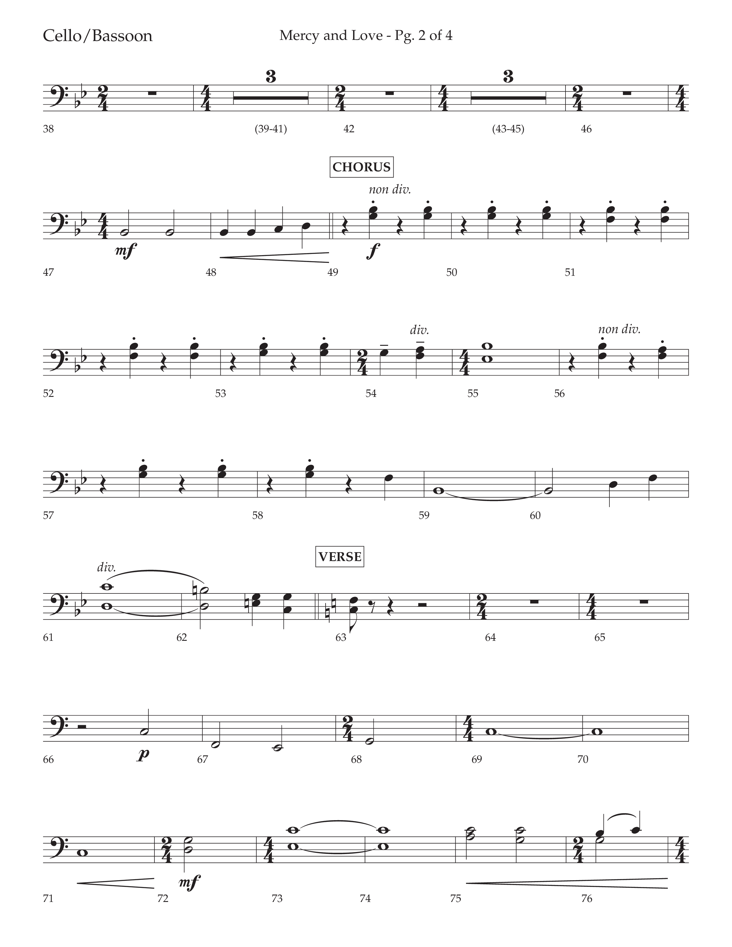 Mercy And Love (Choral Anthem SATB) Cello (Lifeway Choral / Arr. Bradley Knight)