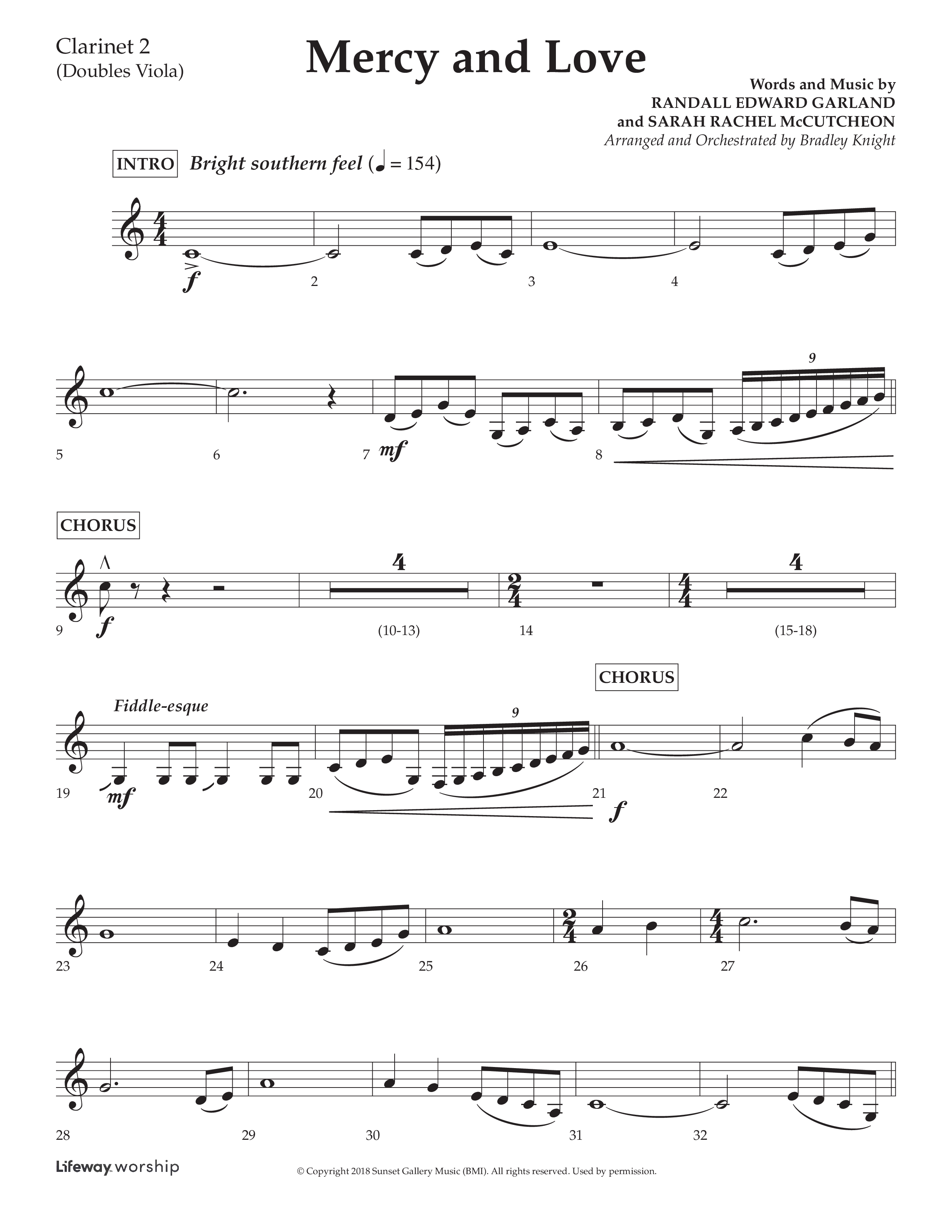 Mercy And Love (Choral Anthem SATB) Clarinet 1/2 (Lifeway Choral / Arr. Bradley Knight)