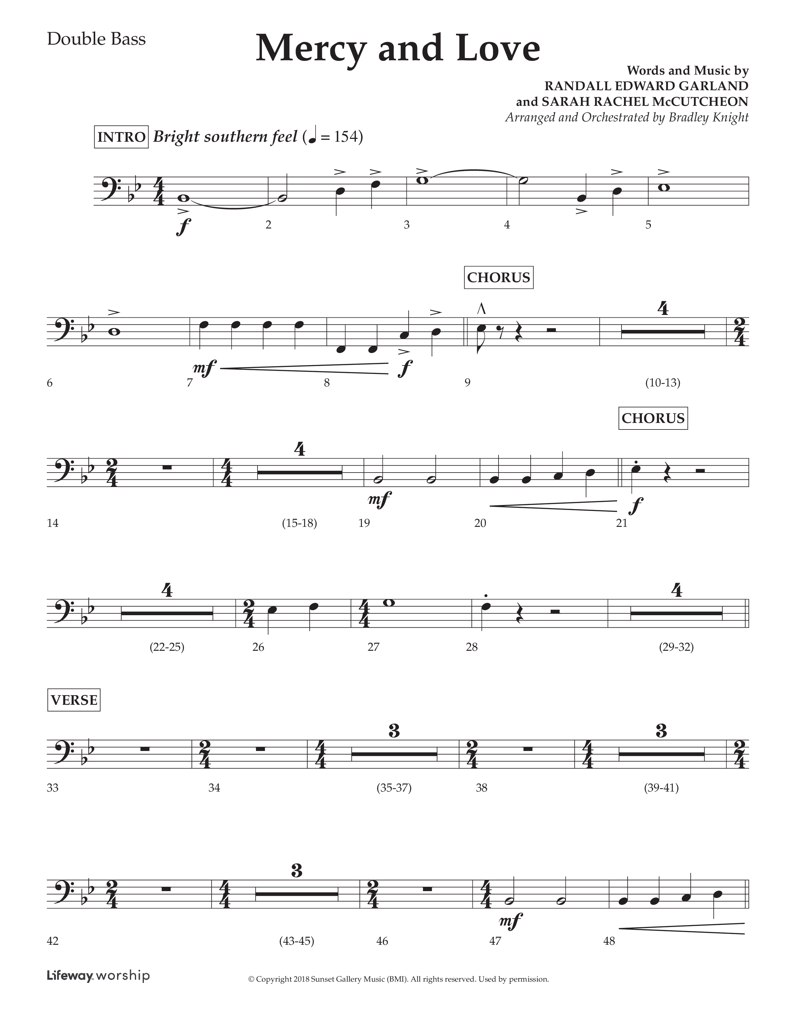 Mercy And Love (Choral Anthem SATB) Double Bass (Lifeway Choral / Arr. Bradley Knight)