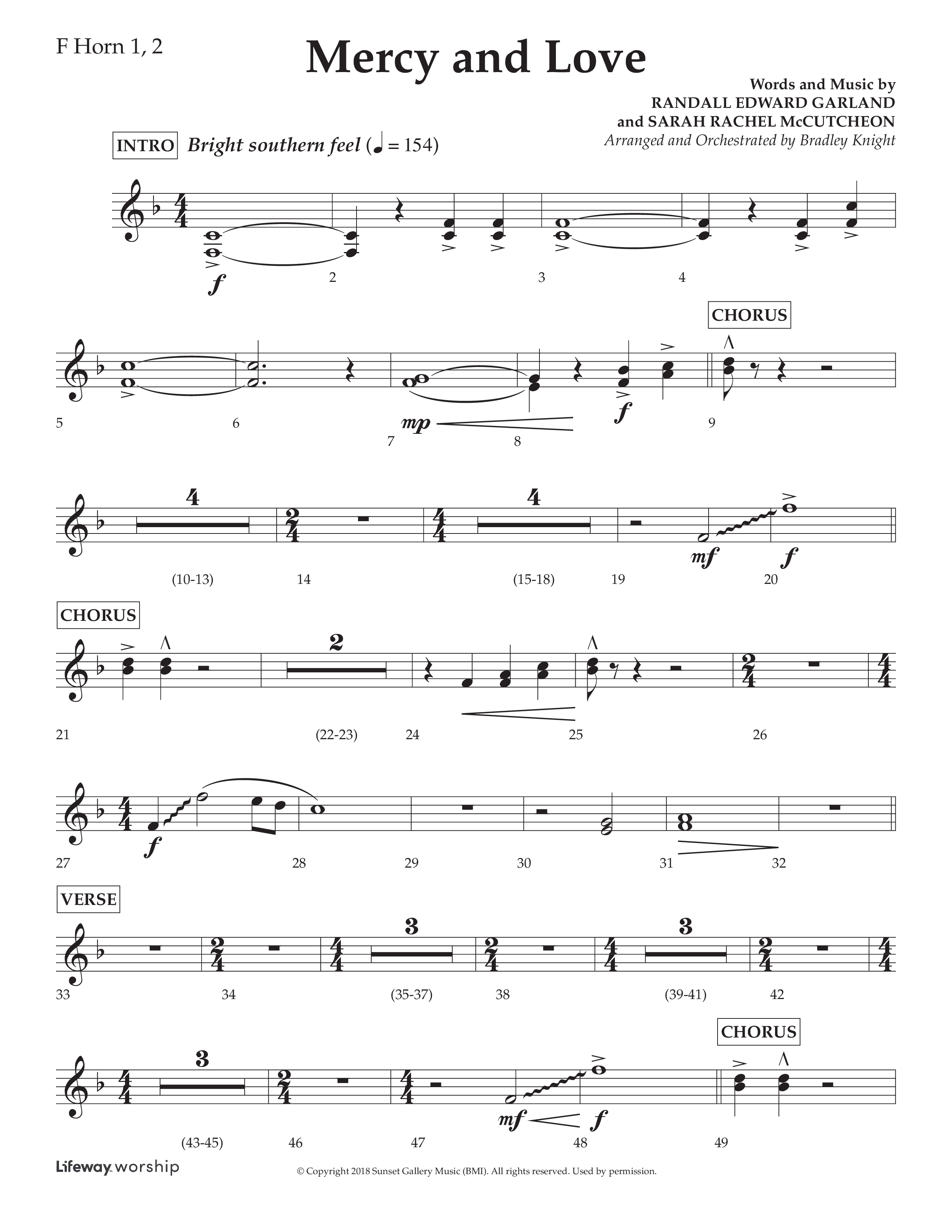 Mercy And Love (Choral Anthem SATB) French Horn 1/2 (Lifeway Choral / Arr. Bradley Knight)