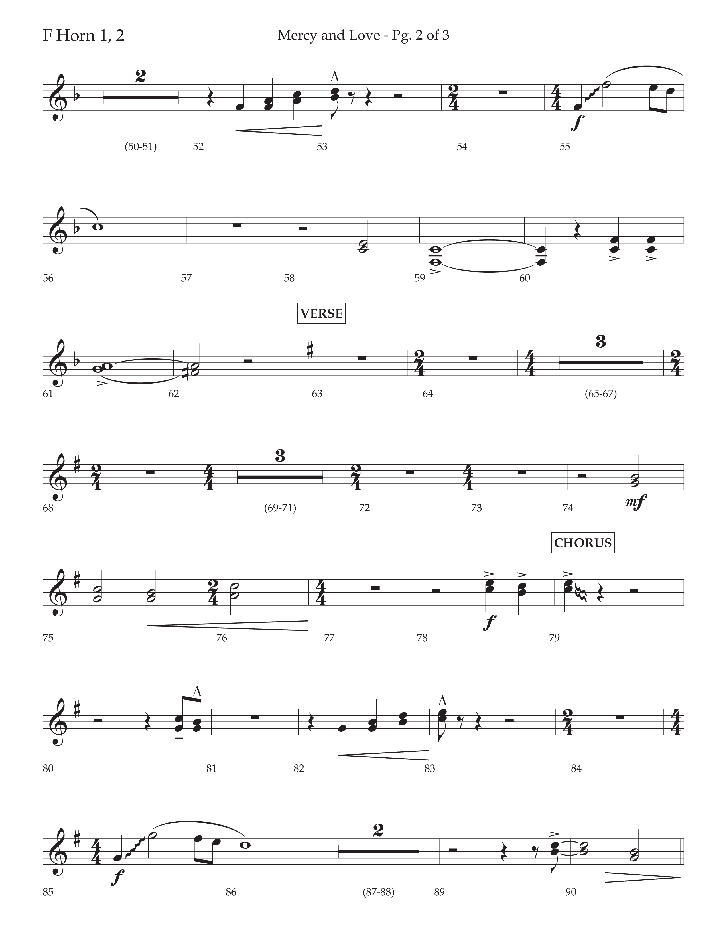 Mercy And Love (Choral Anthem SATB) French Horn 1/2 (Lifeway Choral / Arr. Bradley Knight)