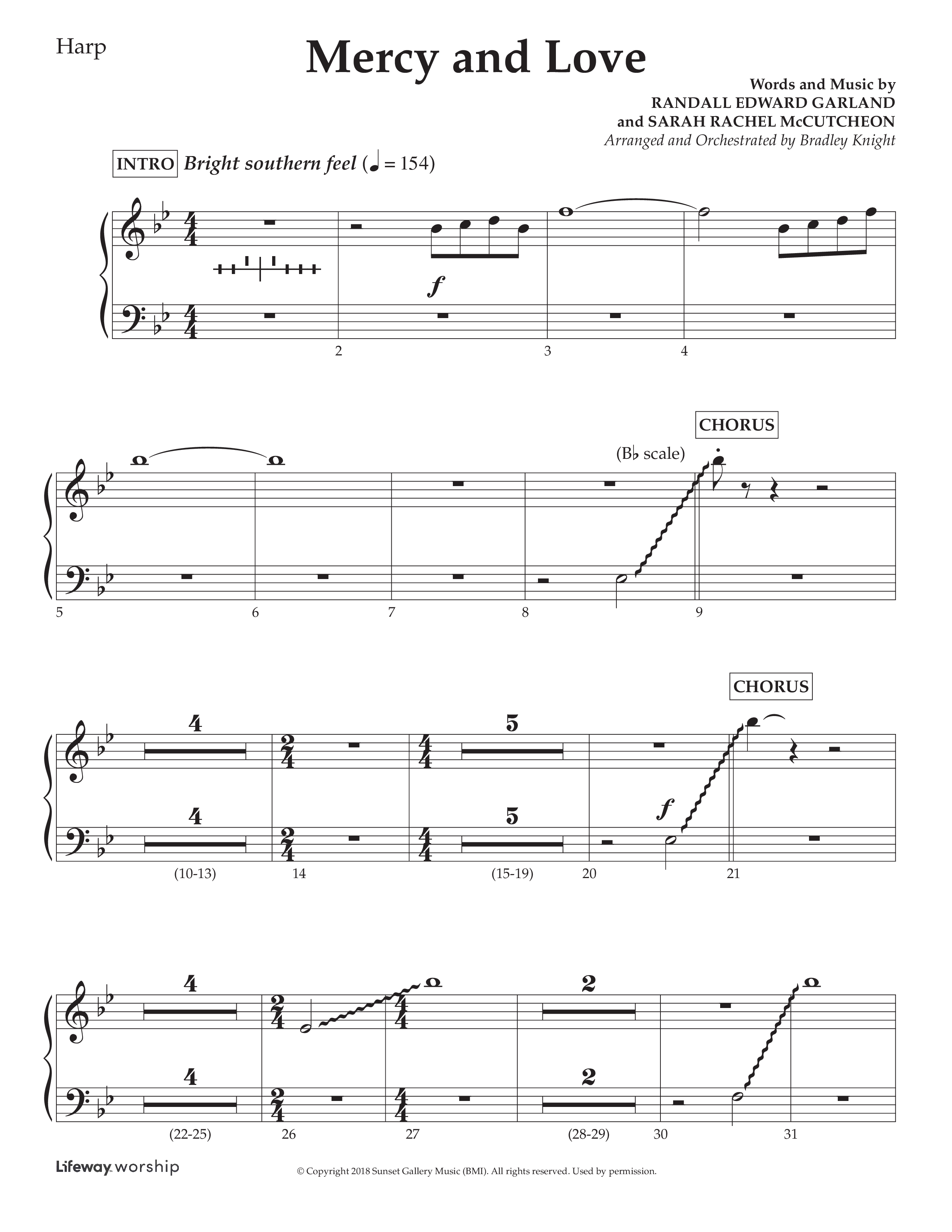 Mercy And Love (Choral Anthem SATB) Harp (Lifeway Choral / Arr. Bradley Knight)
