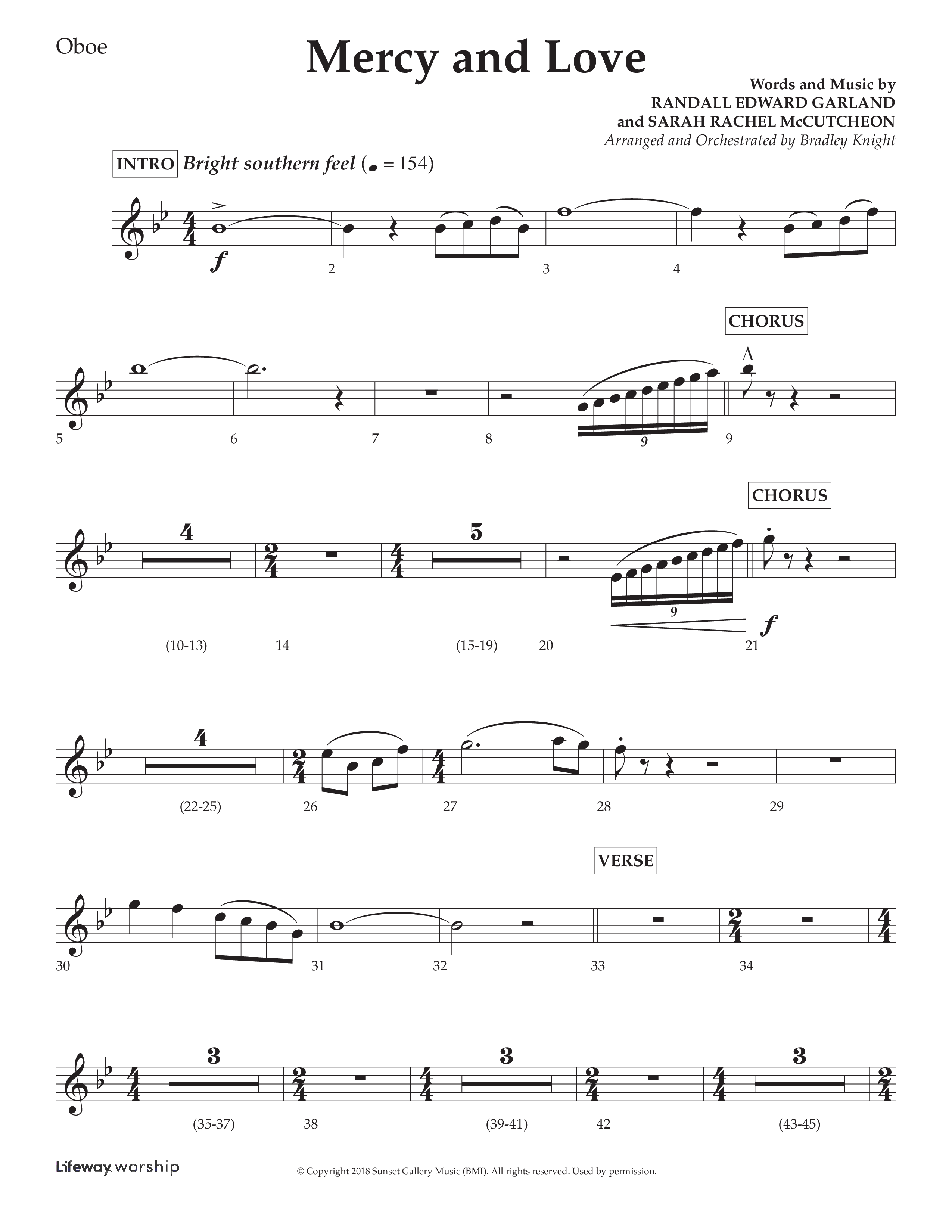 Mercy And Love (Choral Anthem SATB) Oboe (Lifeway Choral / Arr. Bradley Knight)