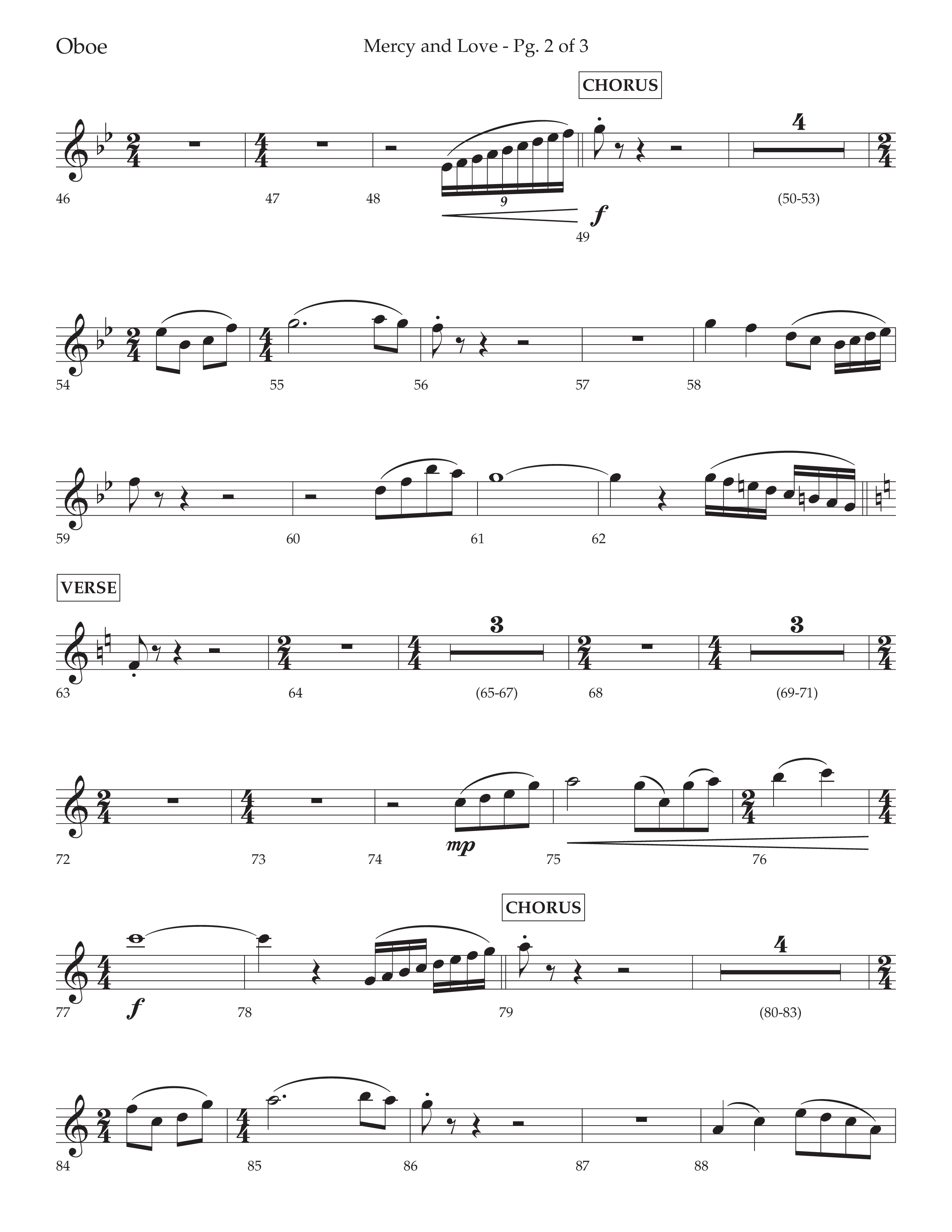 Mercy And Love (Choral Anthem SATB) Oboe (Lifeway Choral / Arr. Bradley Knight)