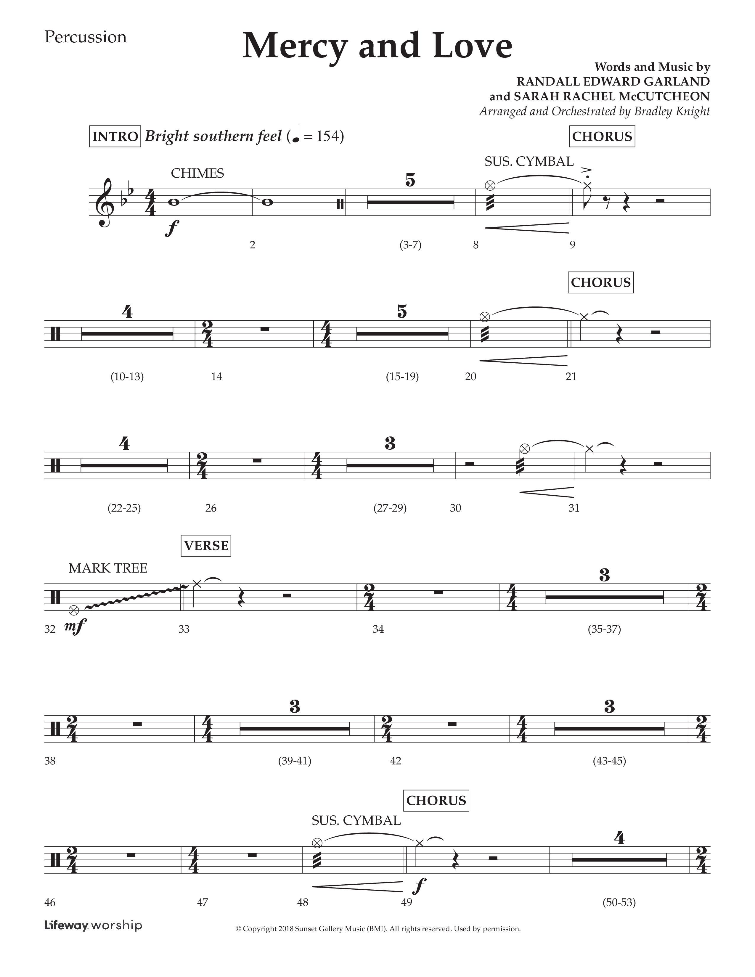Mercy And Love (Choral Anthem SATB) Percussion (Lifeway Choral / Arr. Bradley Knight)