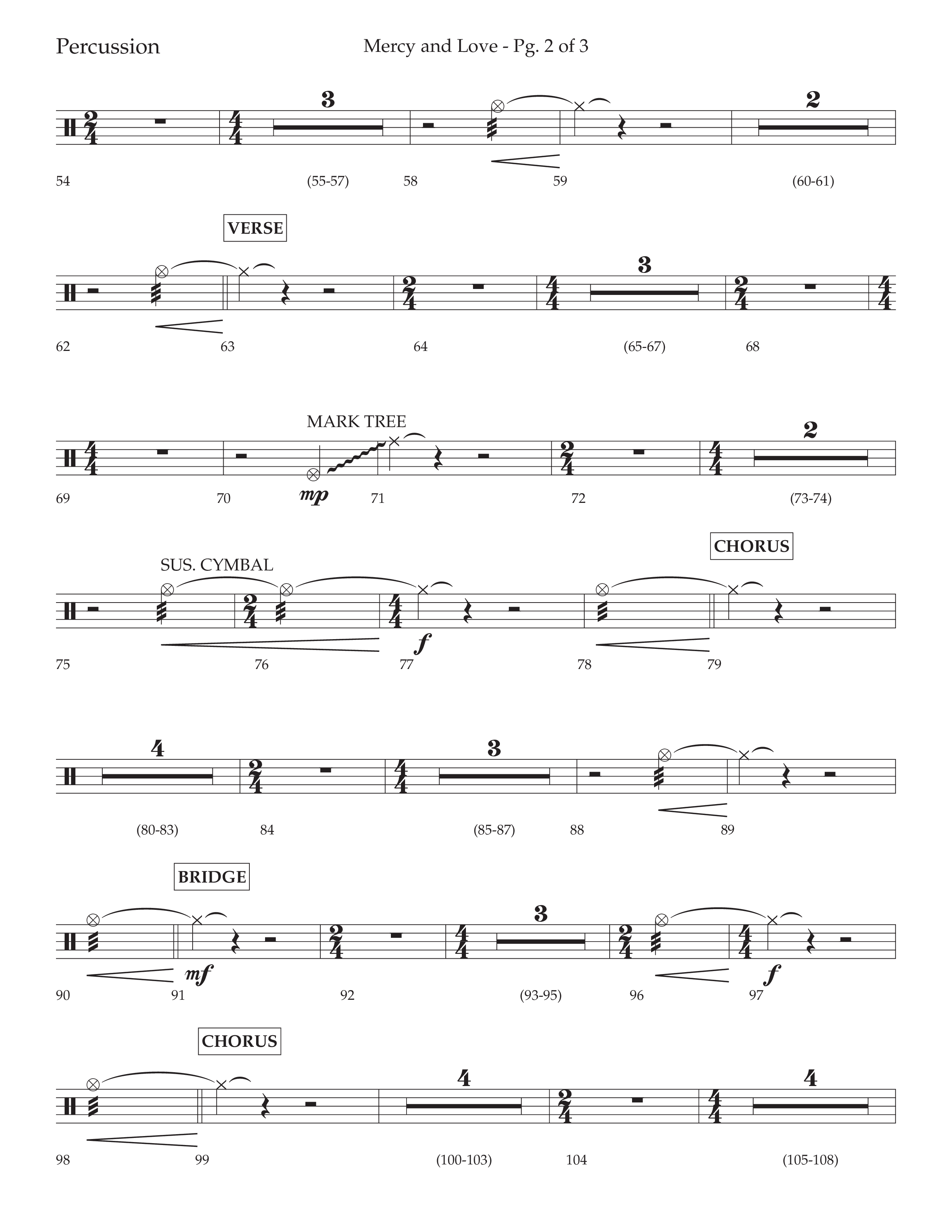 Mercy And Love (Choral Anthem SATB) Percussion (Lifeway Choral / Arr. Bradley Knight)