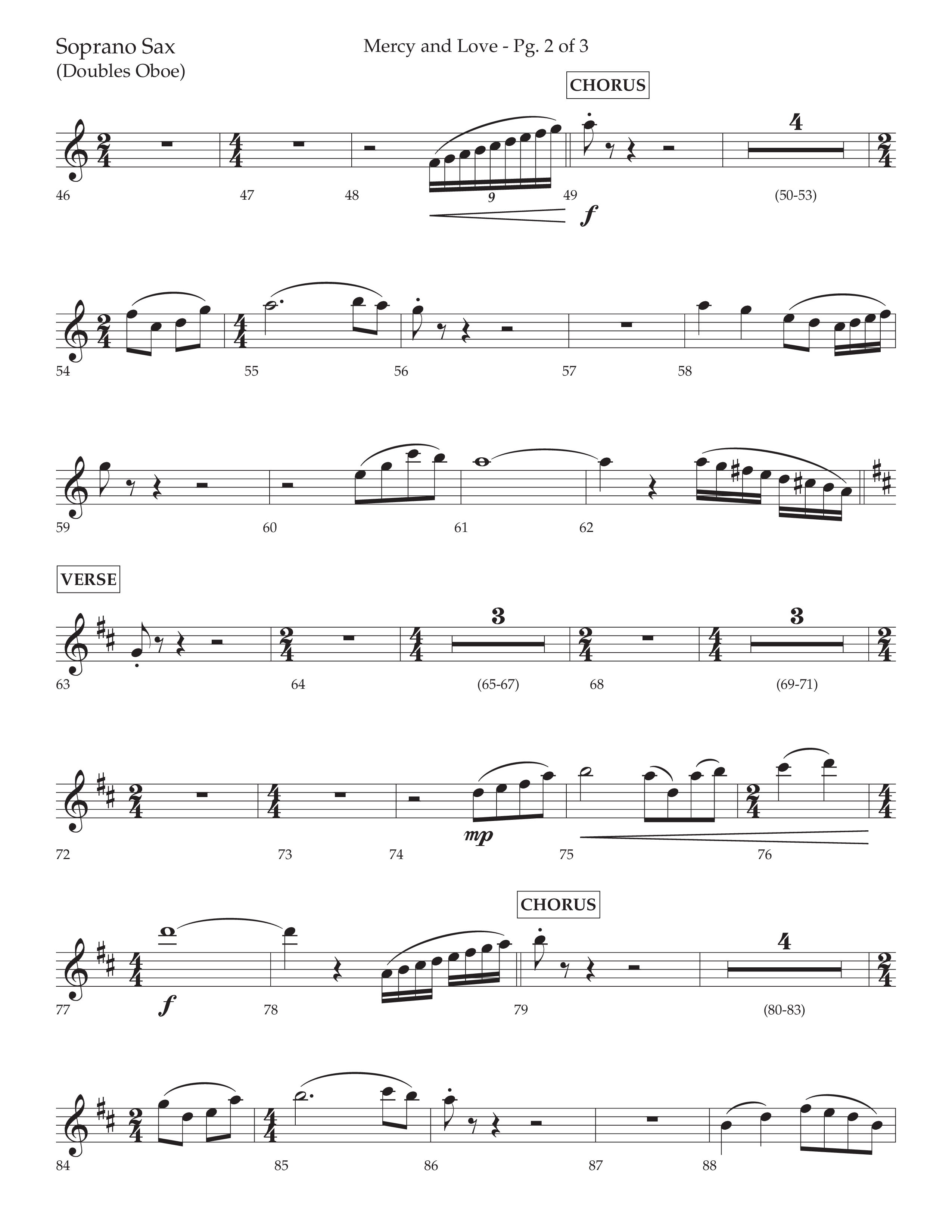 Mercy And Love (Choral Anthem SATB) Soprano Sax (Lifeway Choral / Arr. Bradley Knight)
