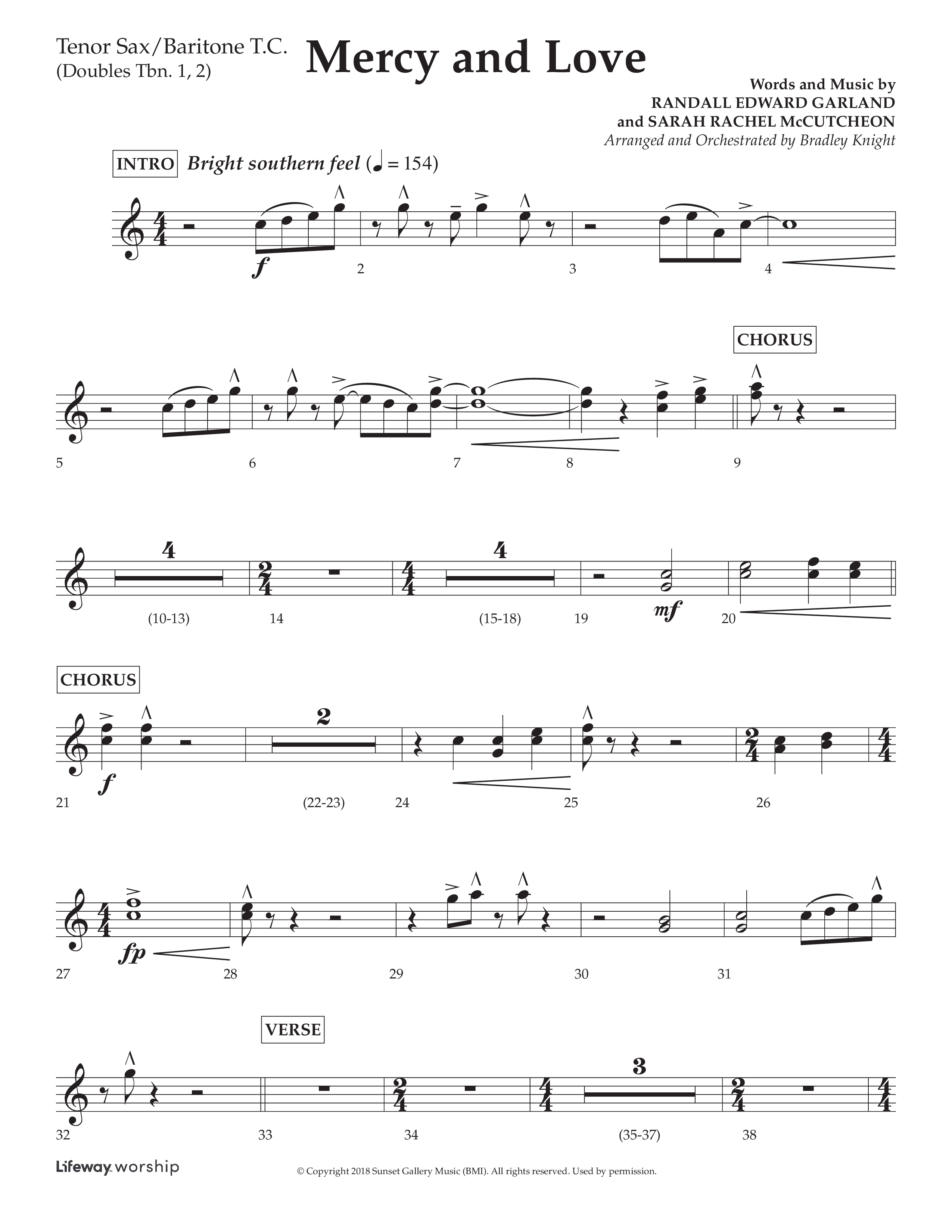 Mercy And Love (Choral Anthem SATB) Tenor Sax/Baritone T.C. (Lifeway Choral / Arr. Bradley Knight)