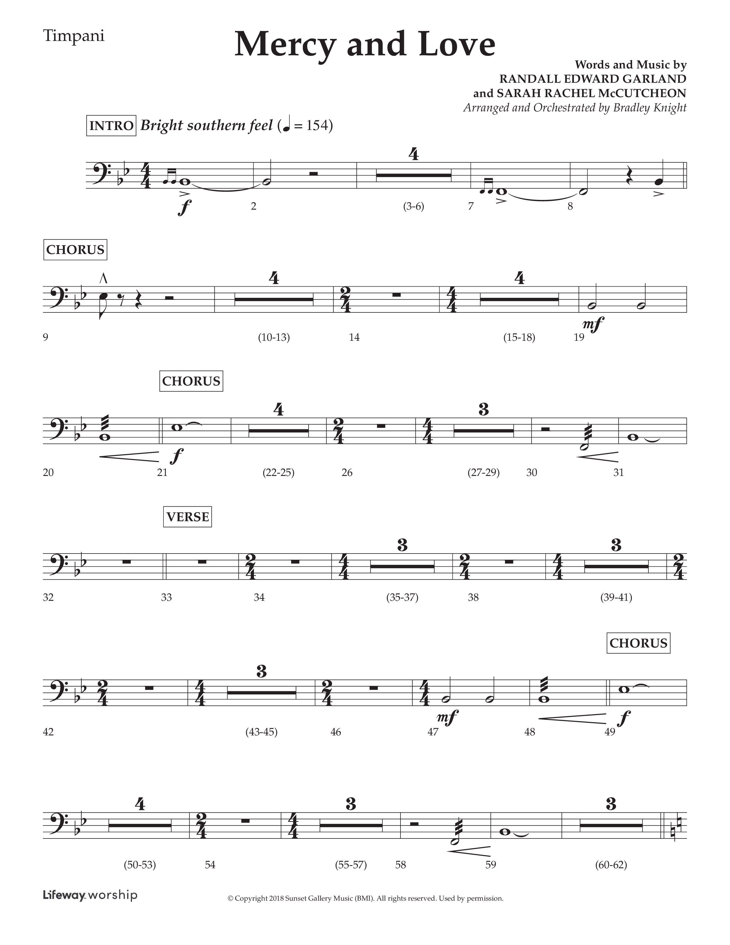 Mercy And Love (Choral Anthem SATB) Timpani (Lifeway Choral / Arr. Bradley Knight)
