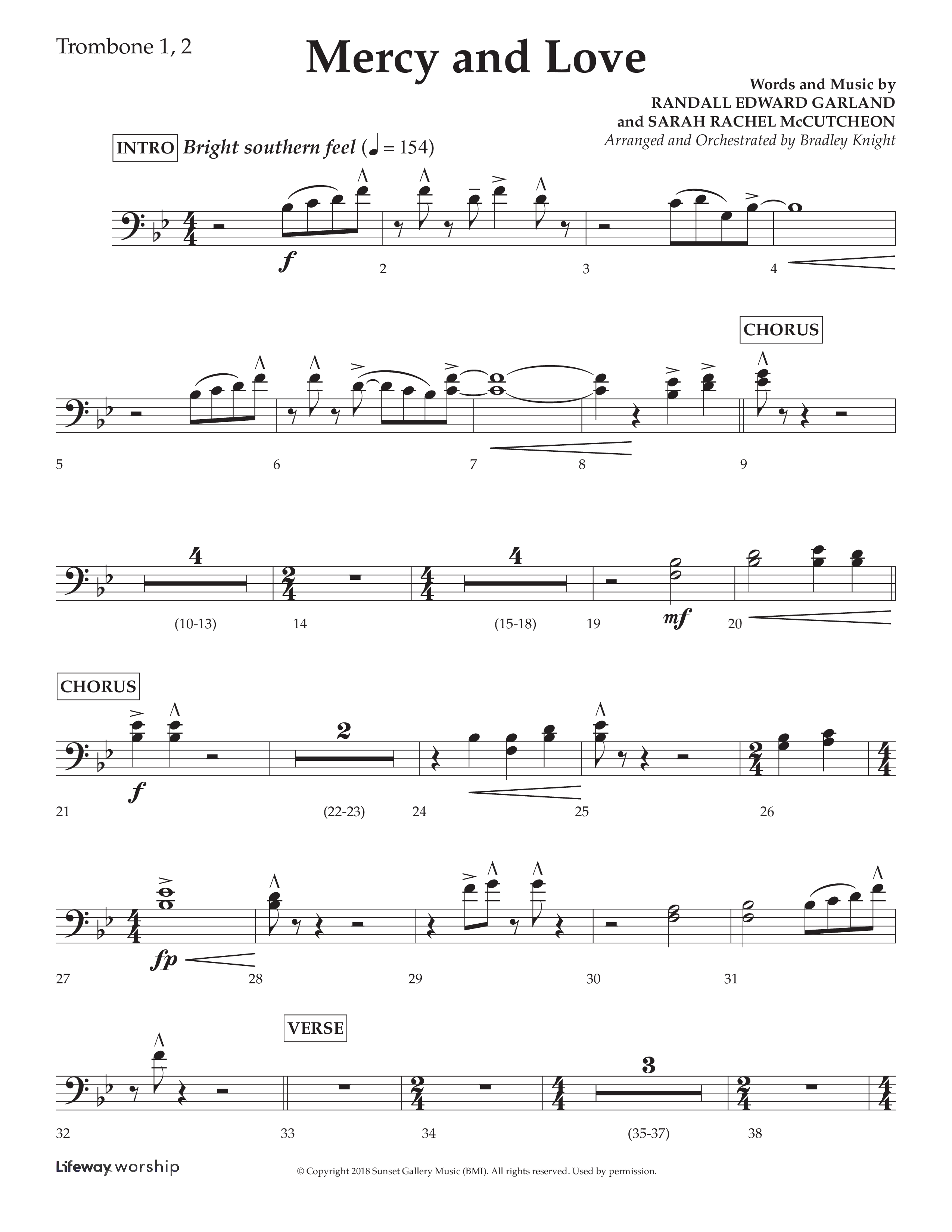 Mercy And Love (Choral Anthem SATB) Trombone 1/2 (Lifeway Choral / Arr. Bradley Knight)