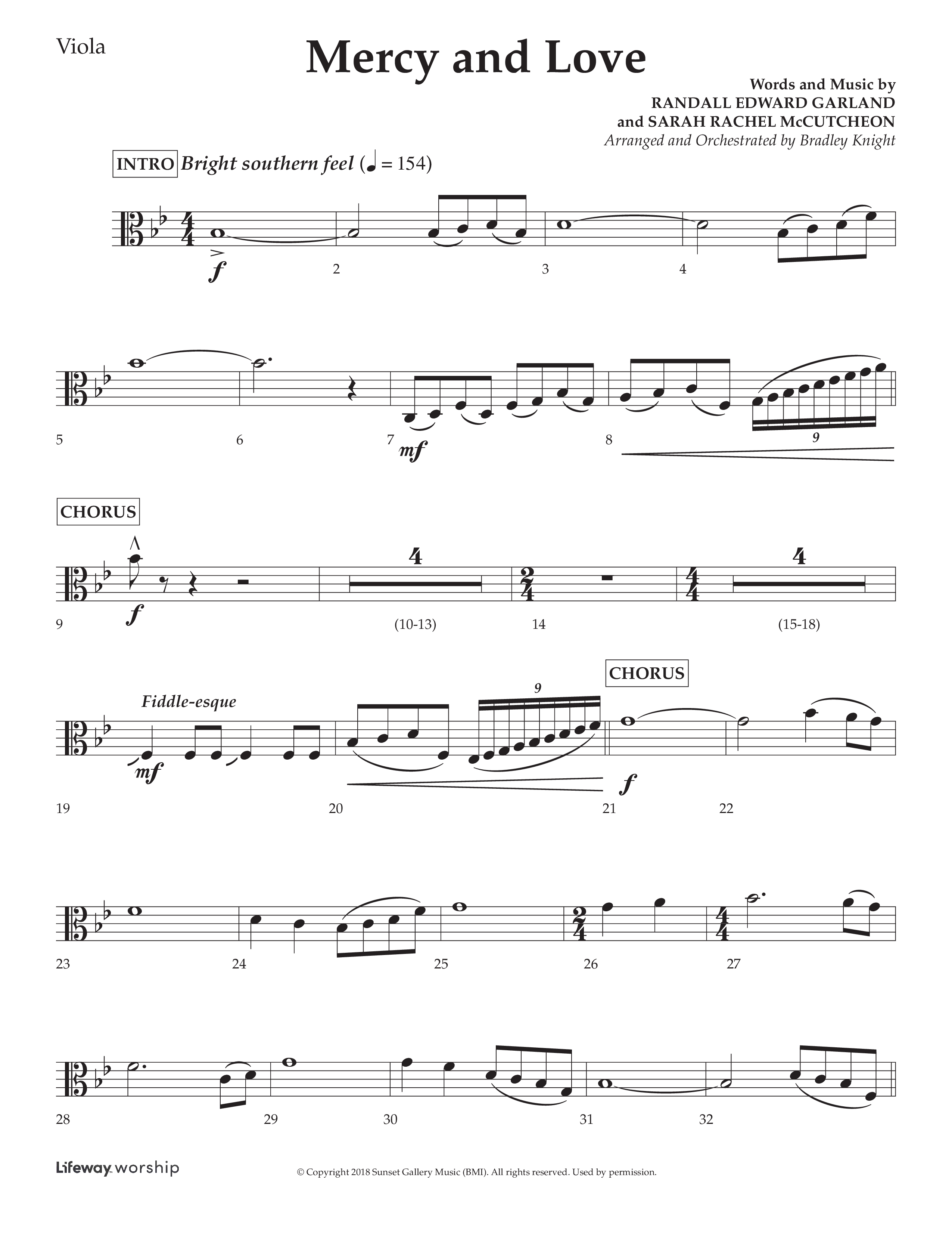 Mercy And Love (Choral Anthem SATB) Viola (Lifeway Choral / Arr. Bradley Knight)