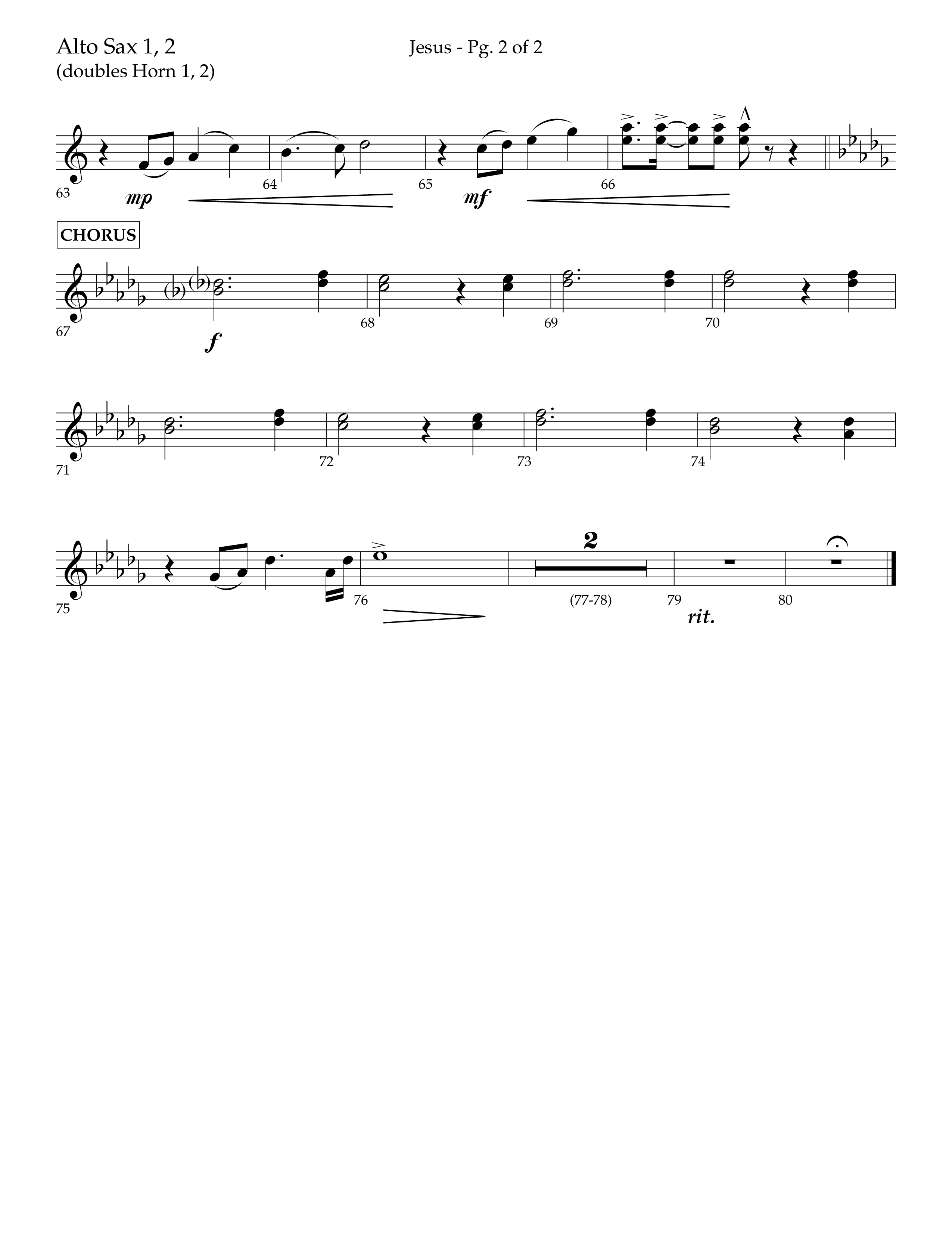 Jesus (Choral Anthem SATB) Alto Sax 1/2 (Lifeway Choral / Arr. Jay Rouse)