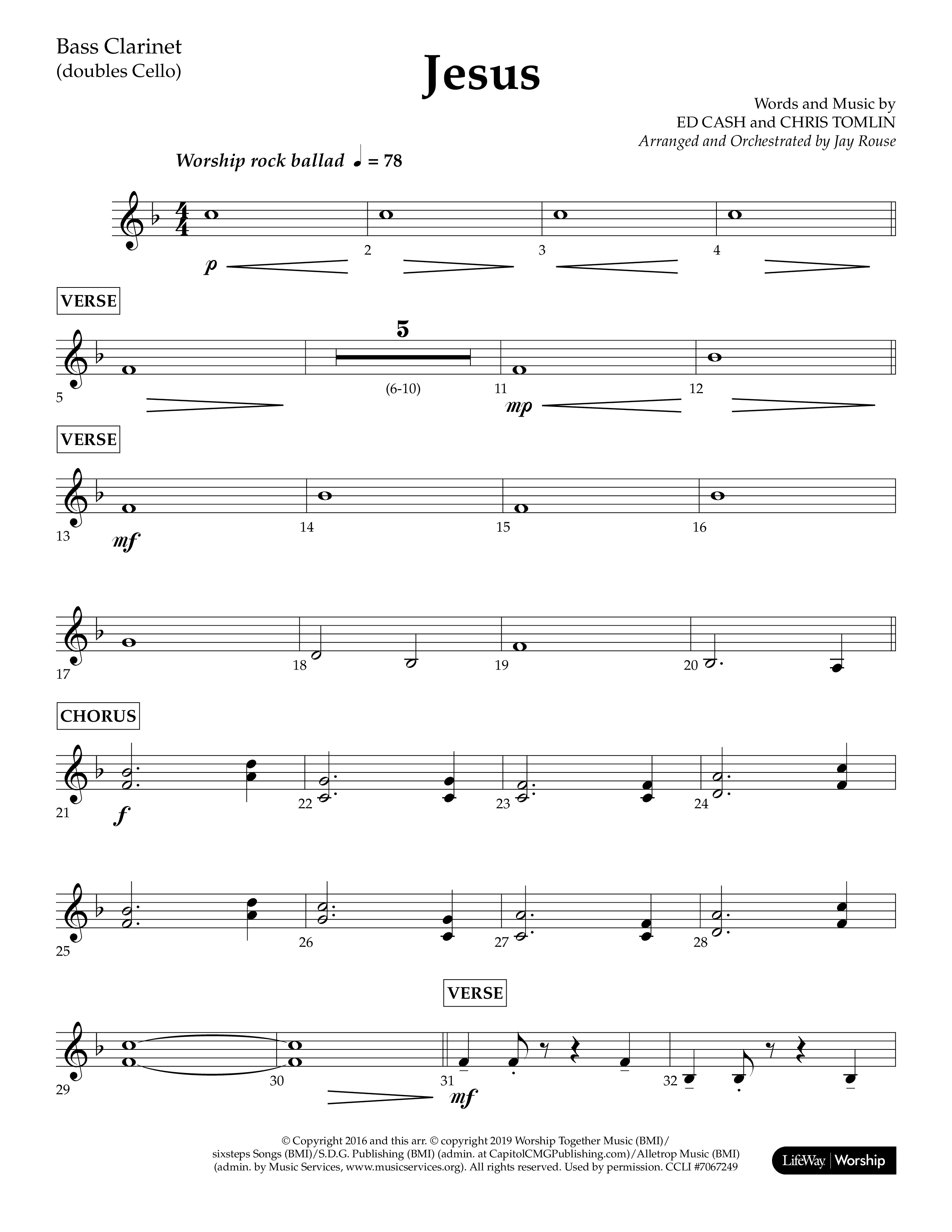 Jesus (Choral Anthem SATB) Bass Clarinet (Lifeway Choral / Arr. Jay Rouse)